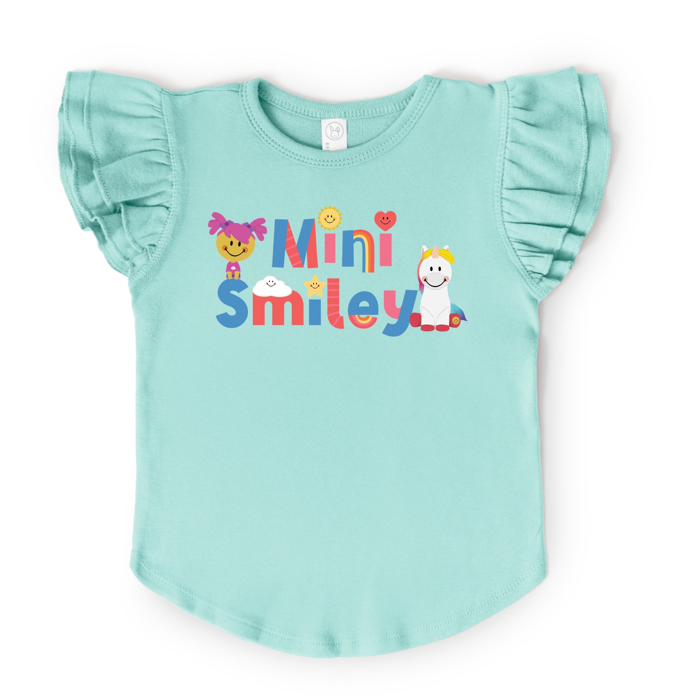 Mini Smiley Icons Unicorn - Flutter Sleeve Graphic T-Shirt