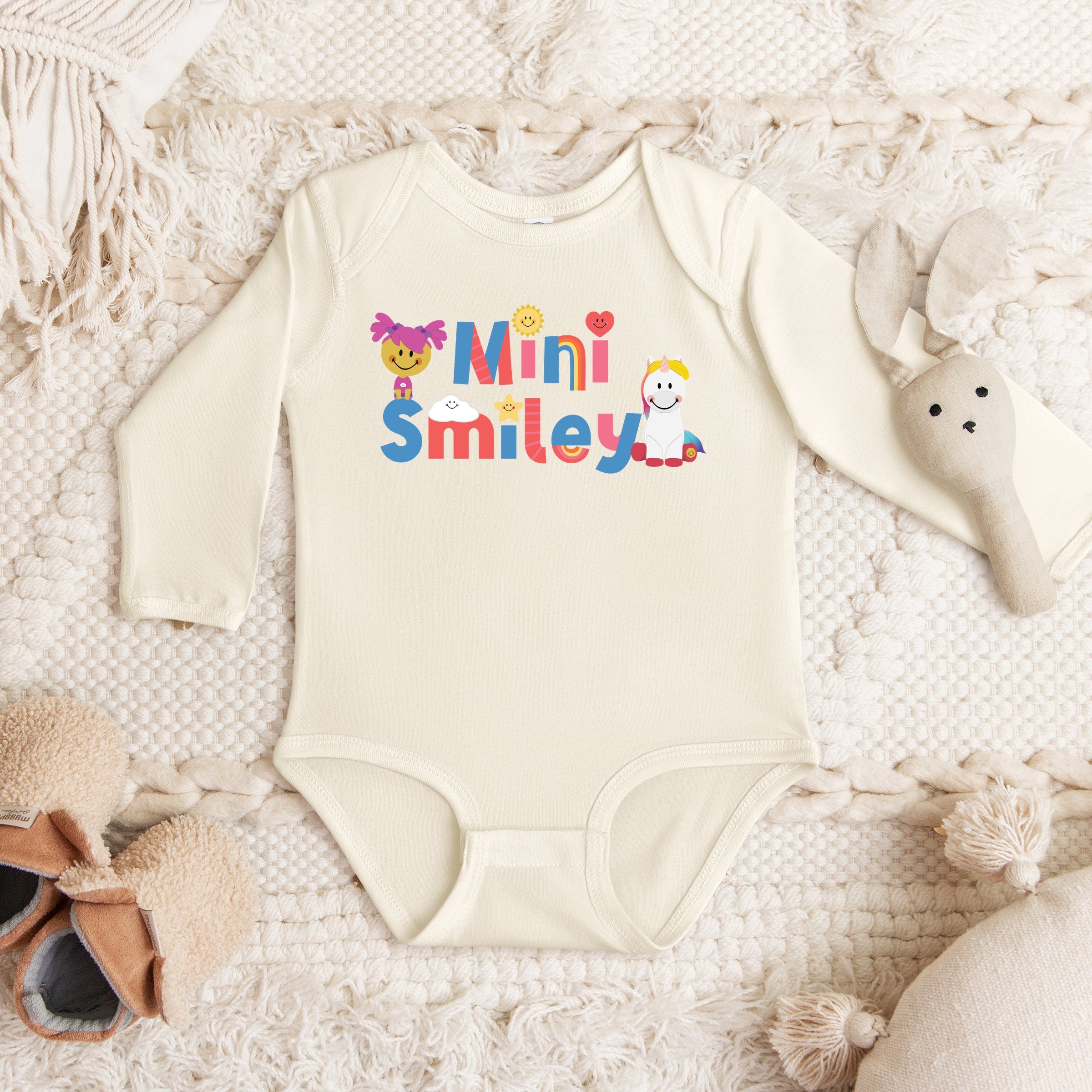Mini Smiley Icons Unicorn - Baby Long Sleeve Bodysuit