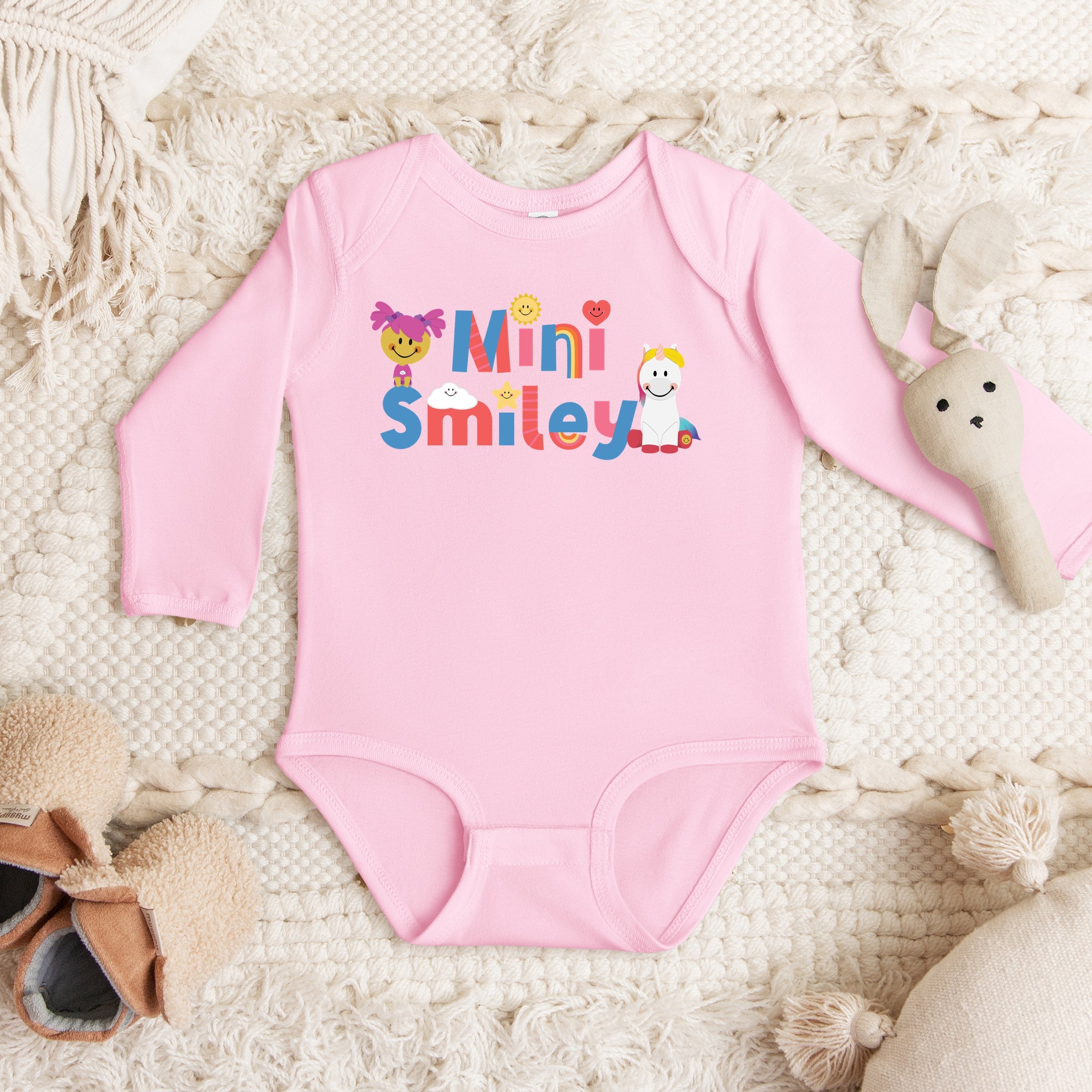 Mini Smiley Icons Unicorn - Baby Long Sleeve Bodysuit