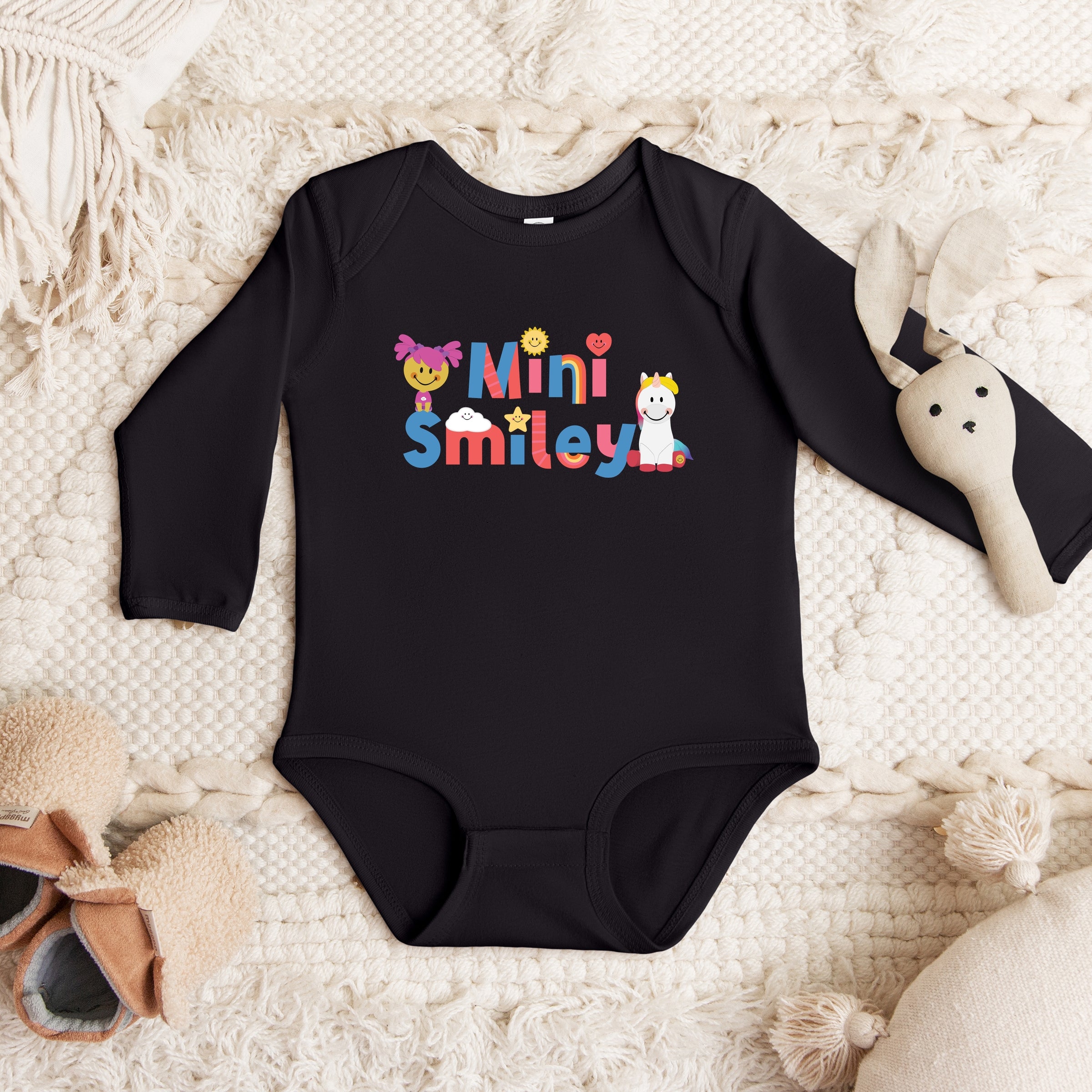 Mini Smiley Icons Unicorn - Baby Long Sleeve Bodysuit
