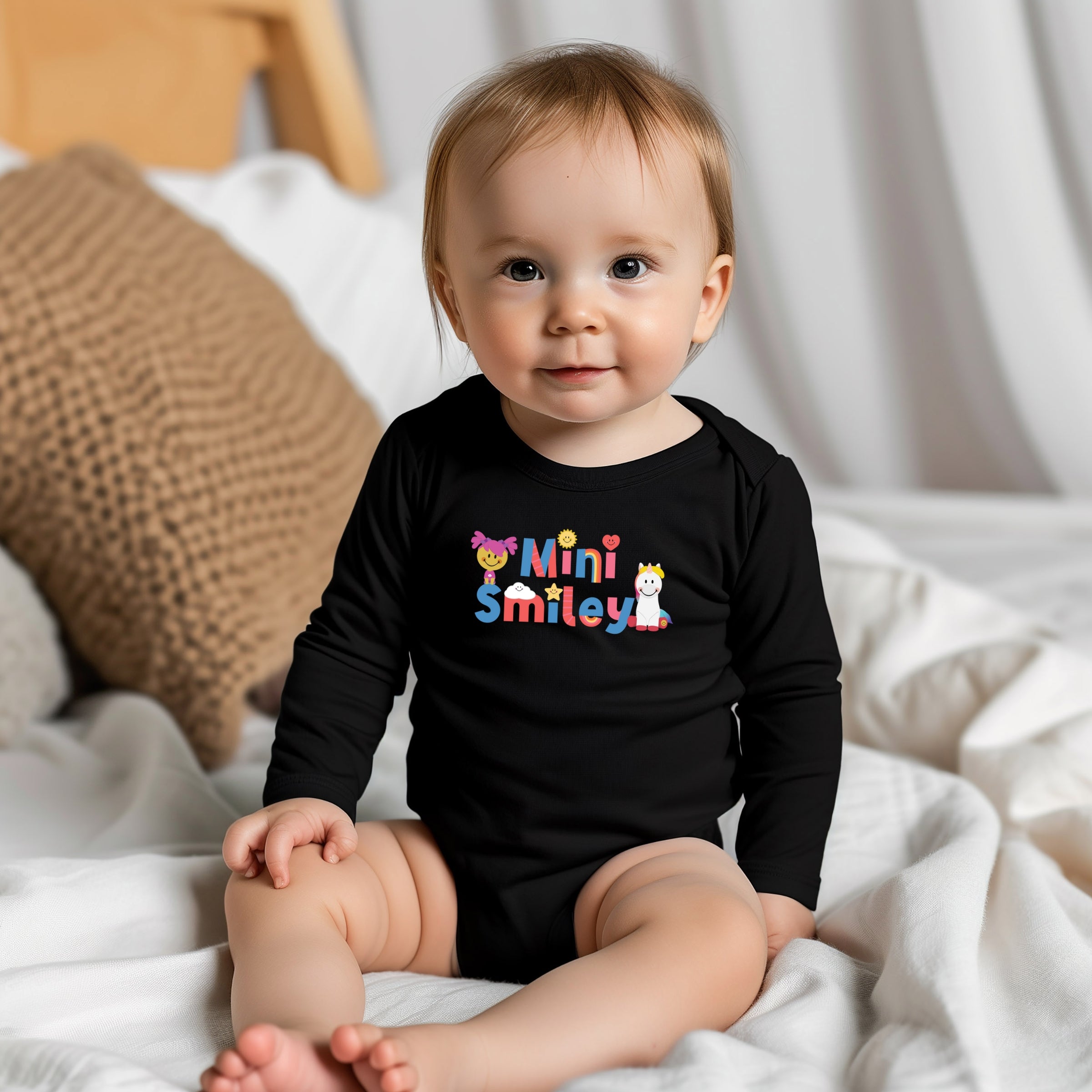 Mini Smiley Icons Unicorn - Baby Long Sleeve Bodysuit