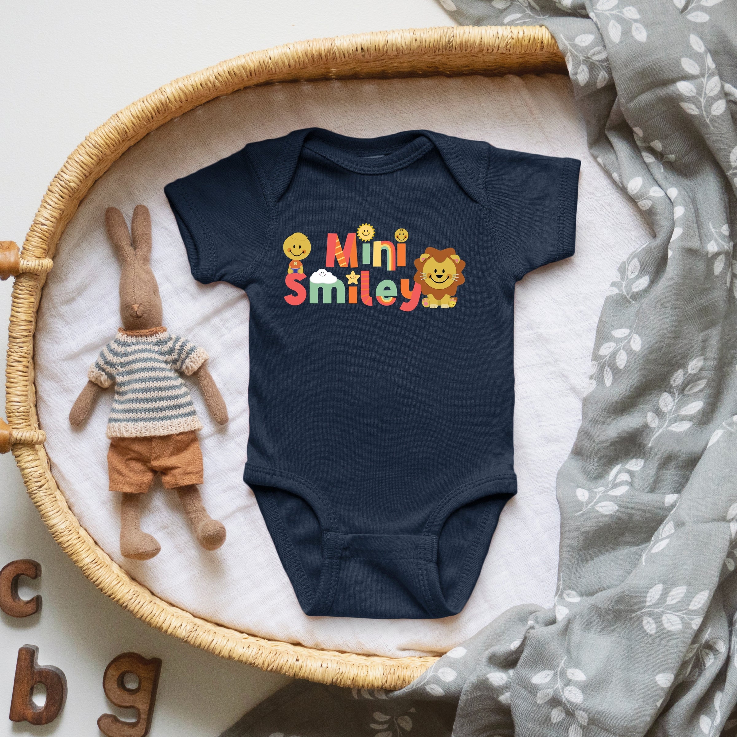 Mini Smiley Icons Lion - Baby Short Sleeve Graphic Bodysuit