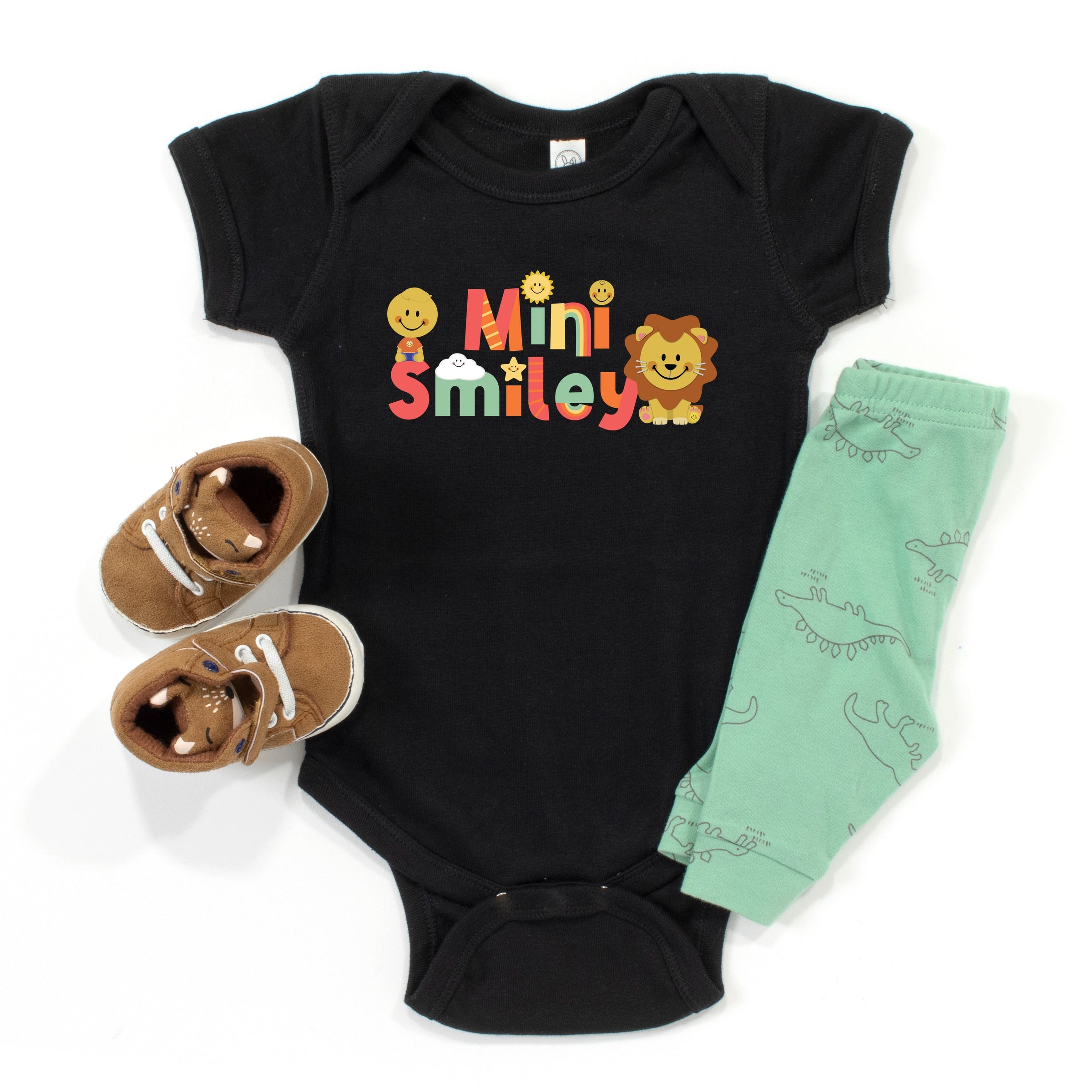 Mini Smiley Icons Lion - Baby Short Sleeve Graphic Bodysuit