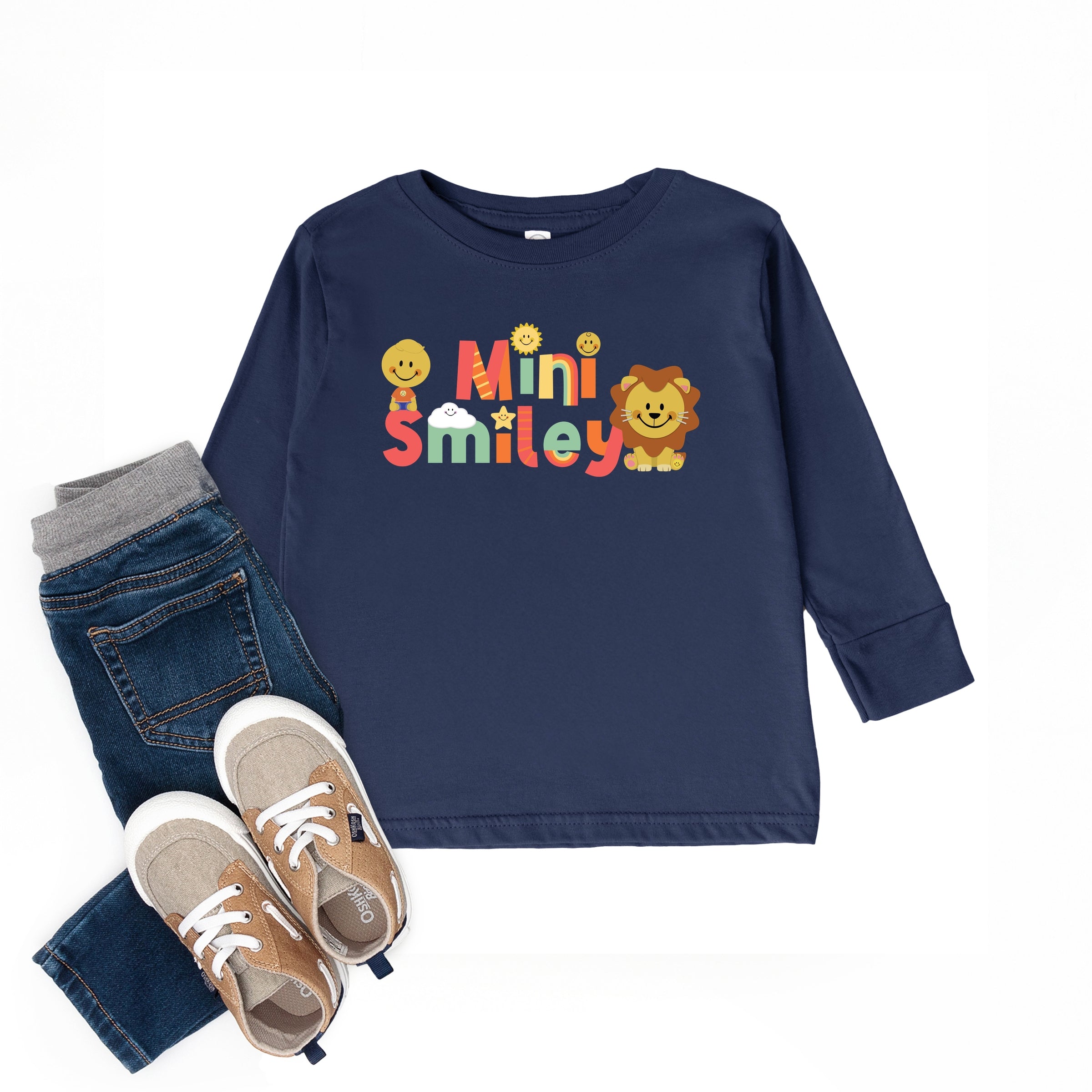 Mini Smiley Icons Lion - Toddler Long Sleeve Graphic Tee