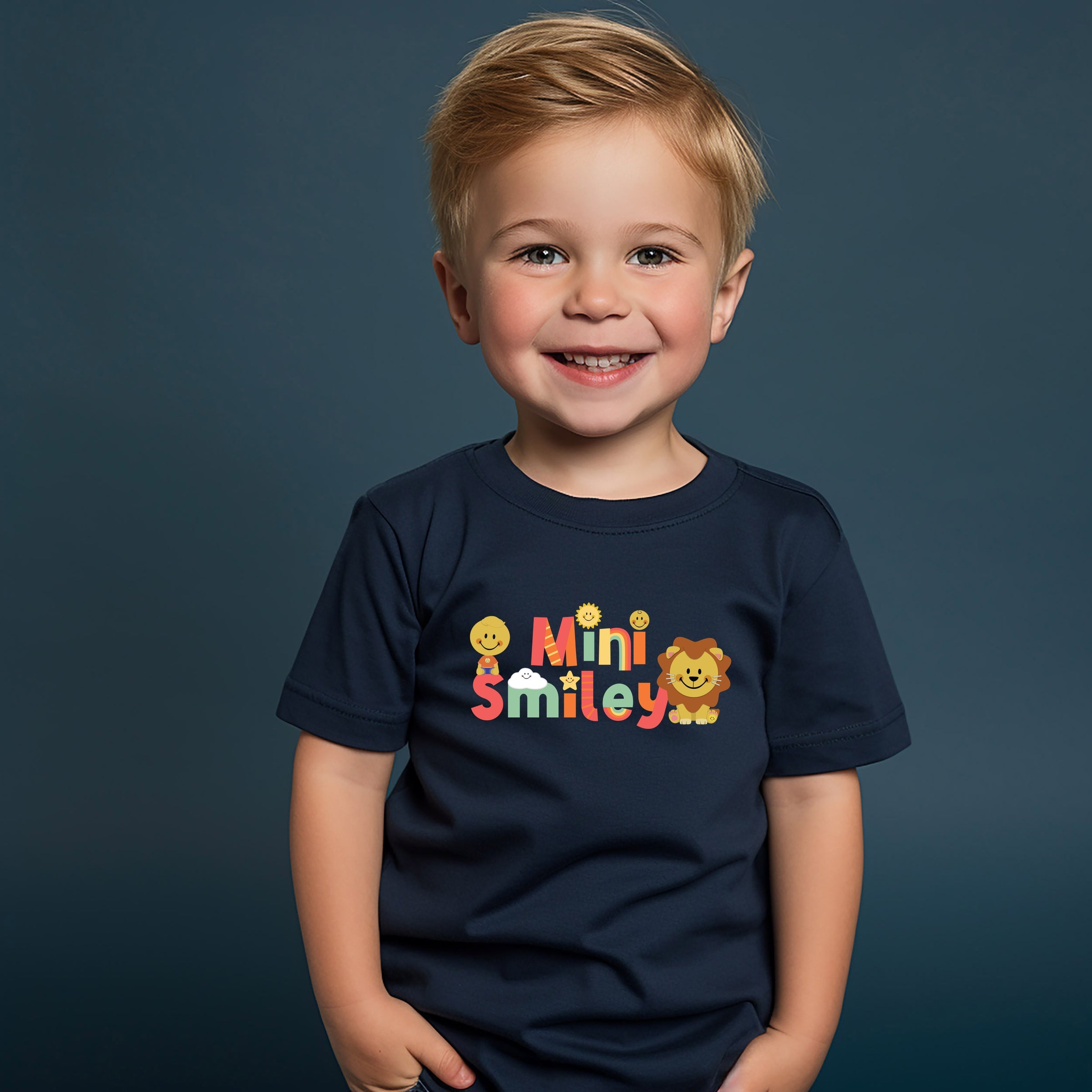 Mini Smiley Icons Lion - Toddler Short Sleeve Graphic T-Shirt