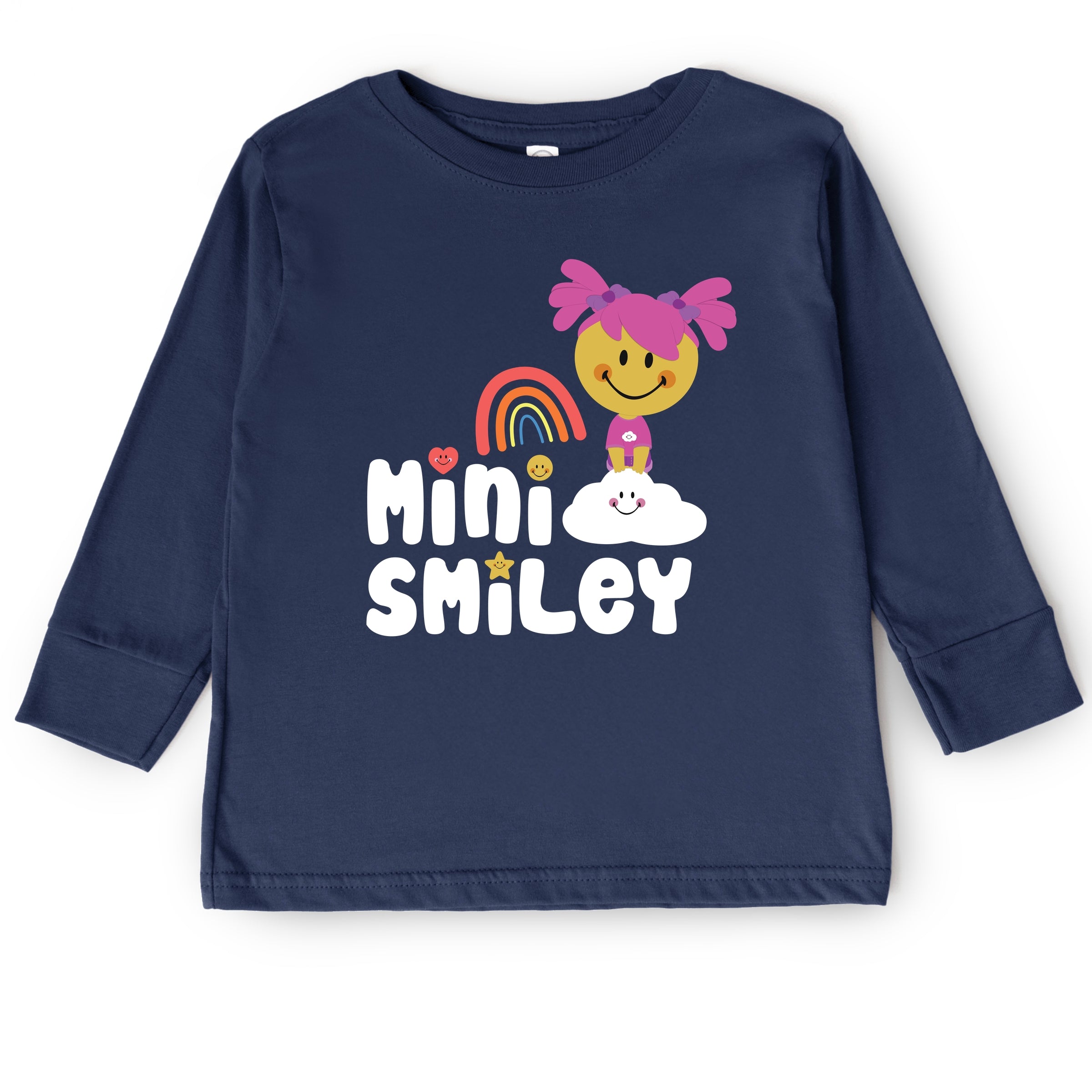 Mini Smiley Rainbow Cloud Aria - Toddler Long Sleeve Graphic Tee