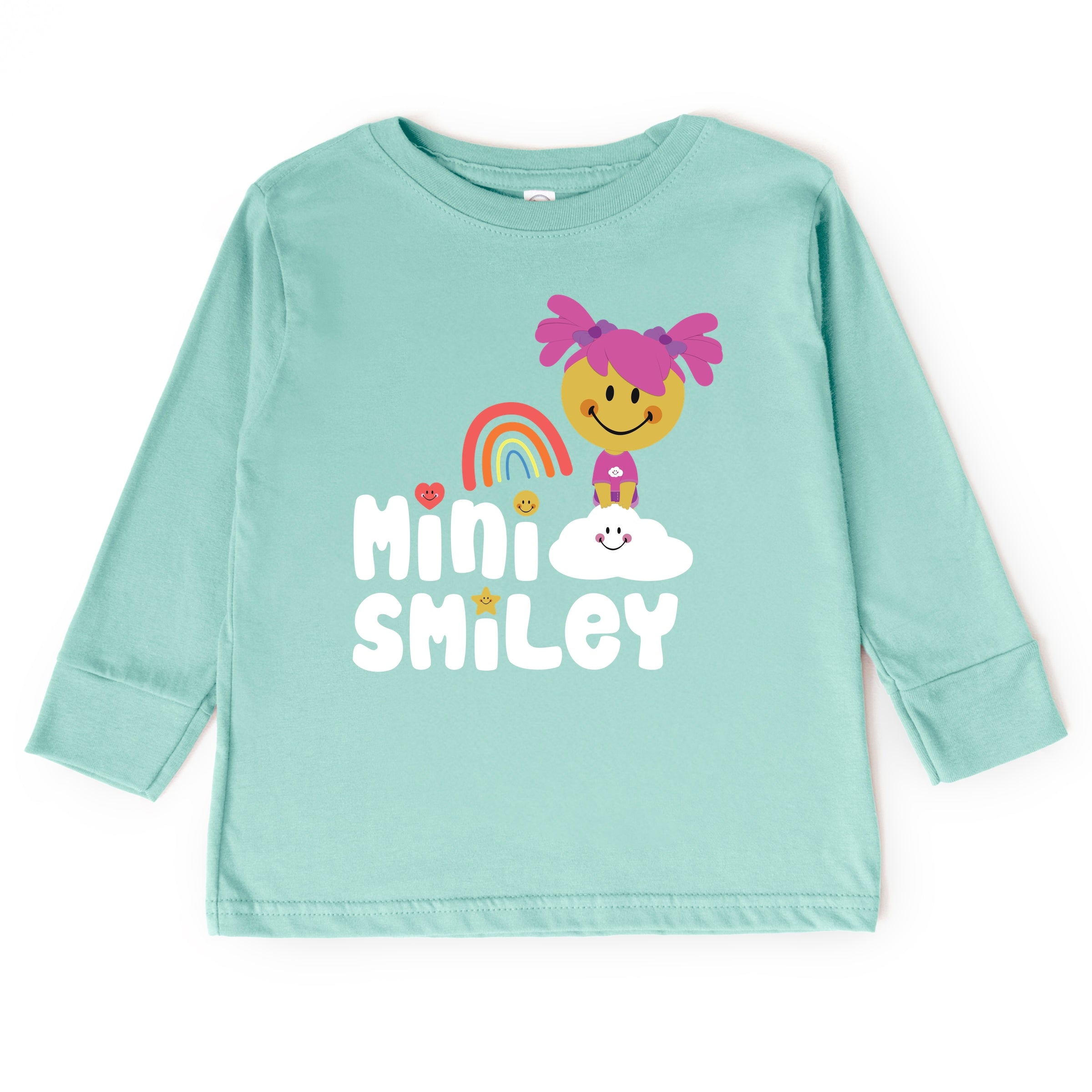 Mini Smiley Rainbow Cloud Aria - Toddler Long Sleeve Graphic Tee