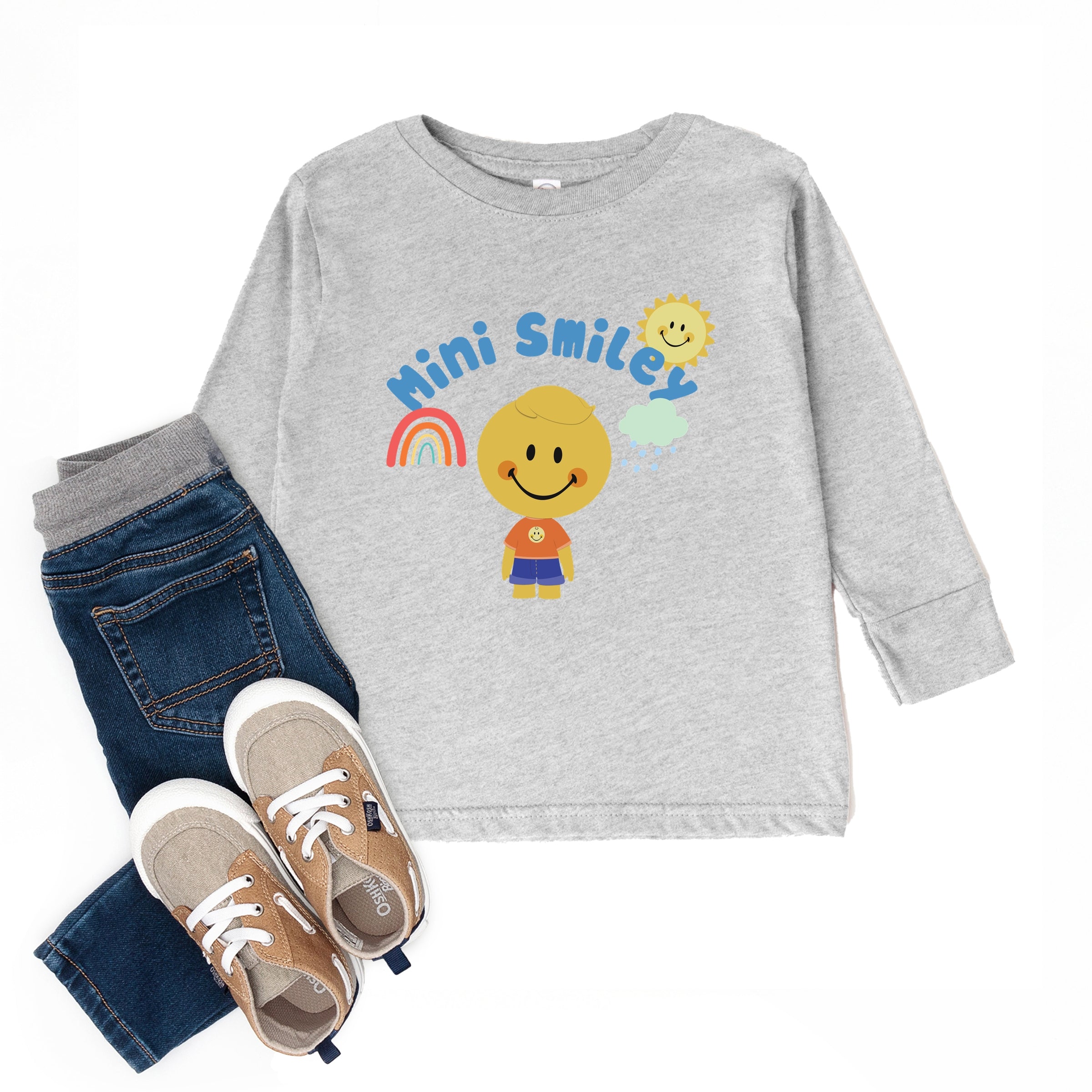 Mini Smiley Rainbow Cloud Lumi - Toddler Long Sleeve Graphic Tee