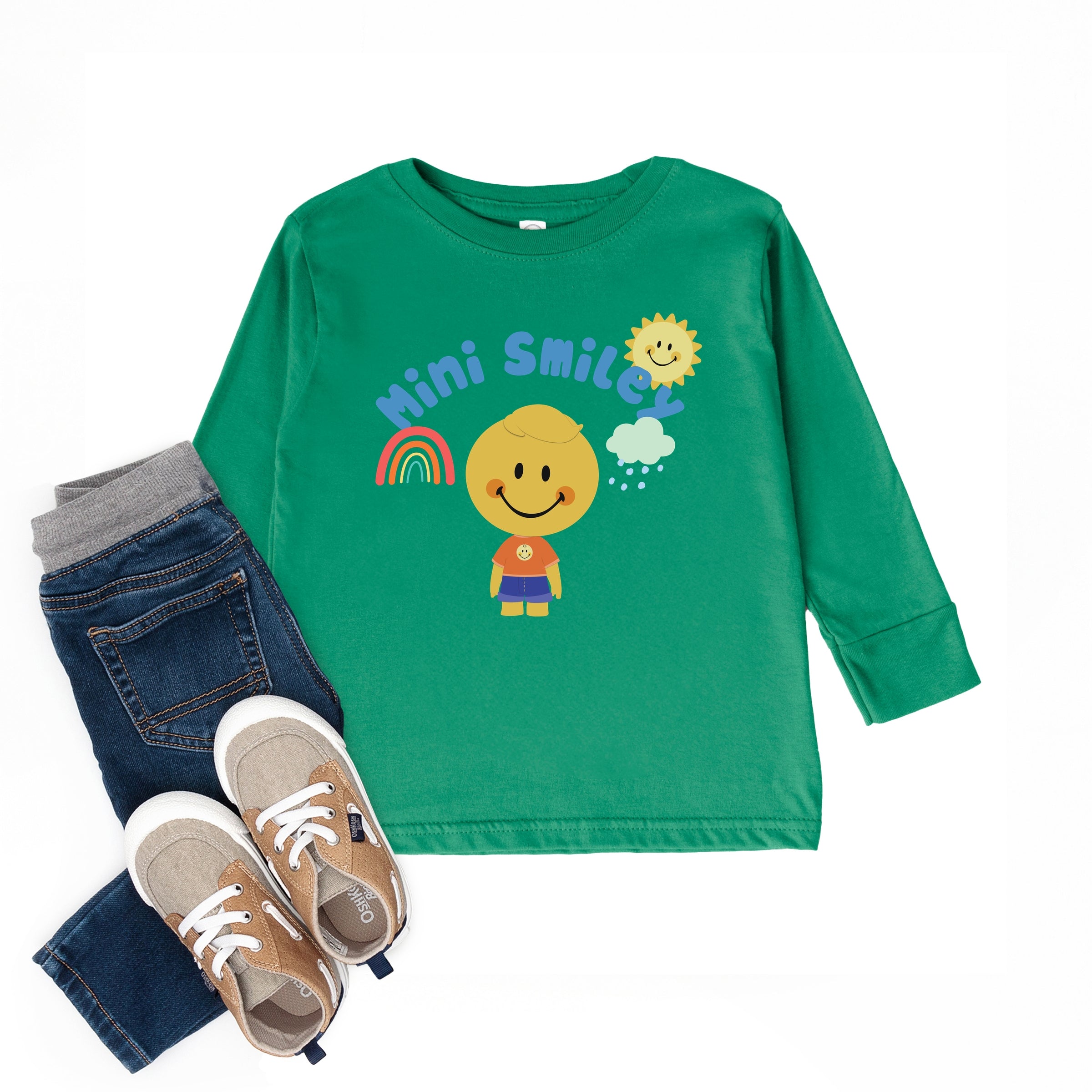 Mini Smiley Rainbow Cloud Lumi - Toddler Long Sleeve Graphic Tee