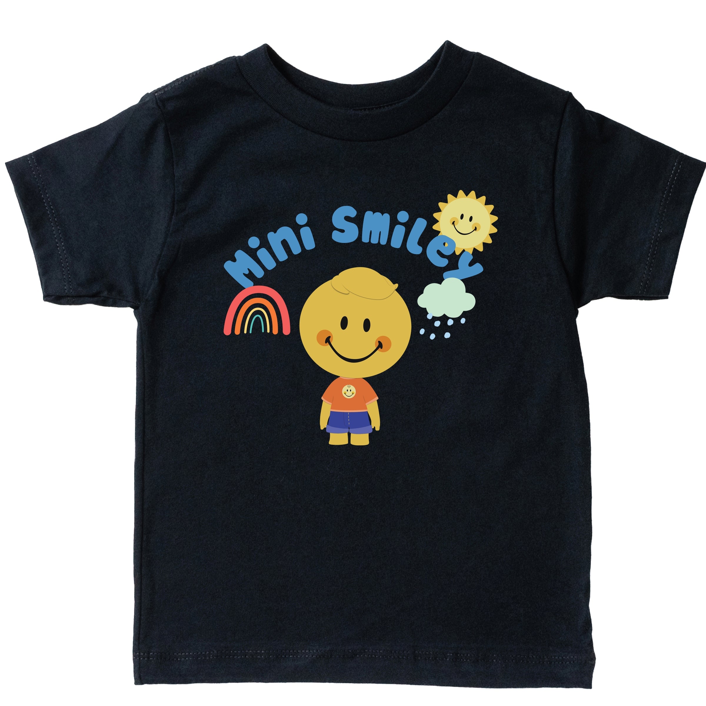 Mini Smiley Rainbow Cloud Lumi - Toddler Short Sleeve Graphic T-Shirt