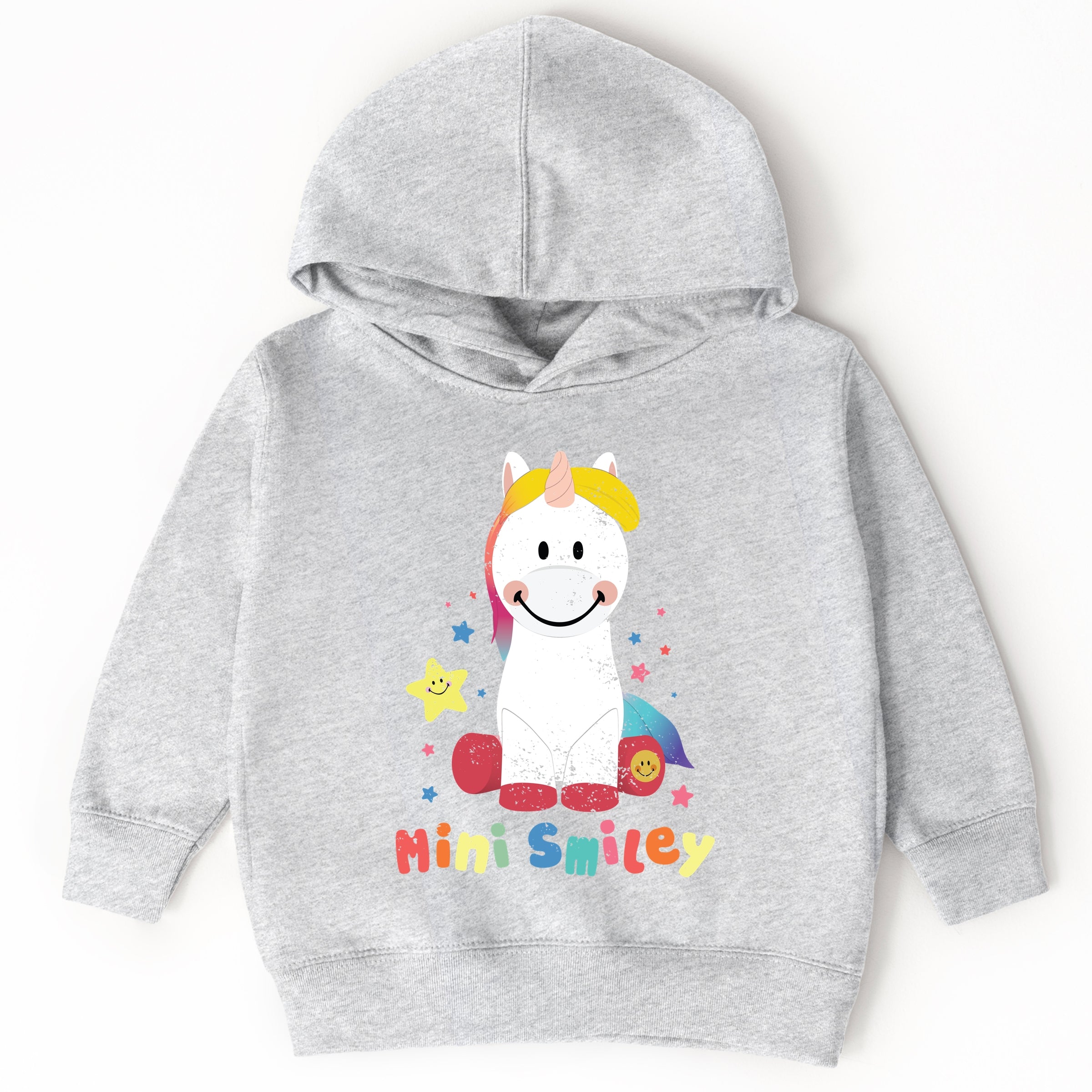 Mini Smiley Unicorn Distressed - Toddler Hoodie