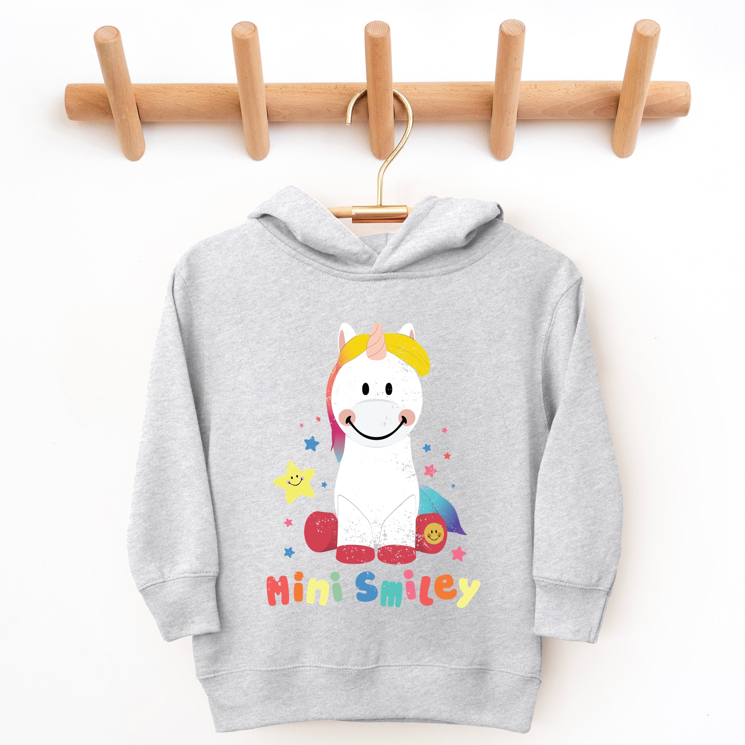 Mini Smiley Unicorn Distressed - Toddler Hoodie