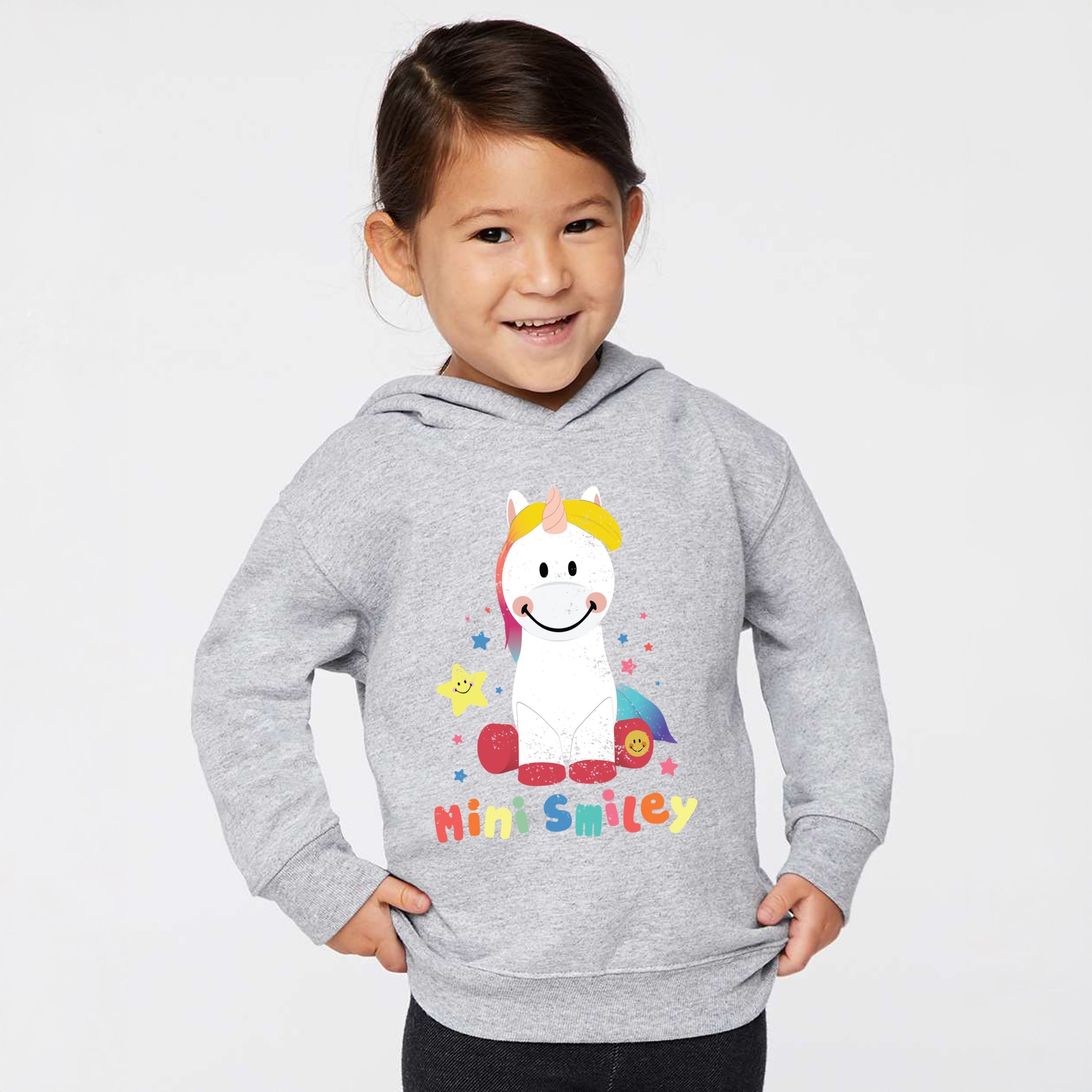 Mini Smiley Unicorn Distressed - Toddler Hoodie