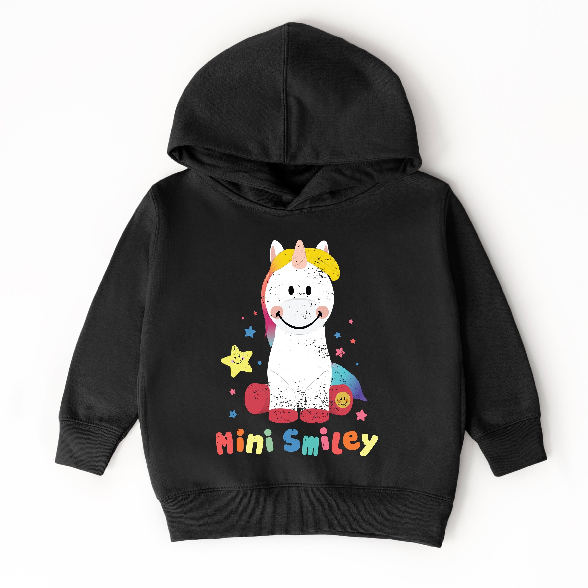 Mini Smiley Unicorn Distressed - Toddler Hoodie