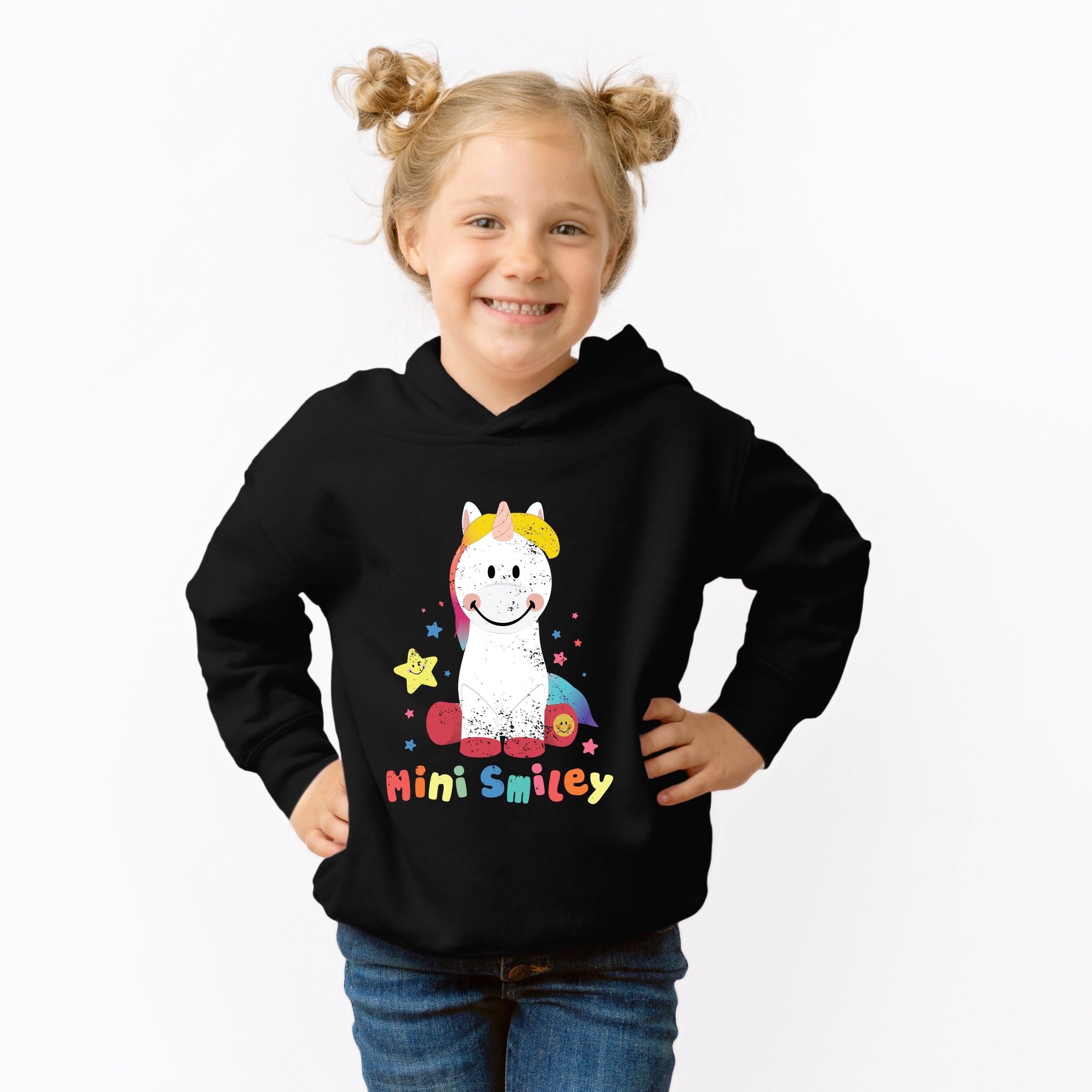 Mini Smiley Unicorn Distressed - Toddler Hoodie
