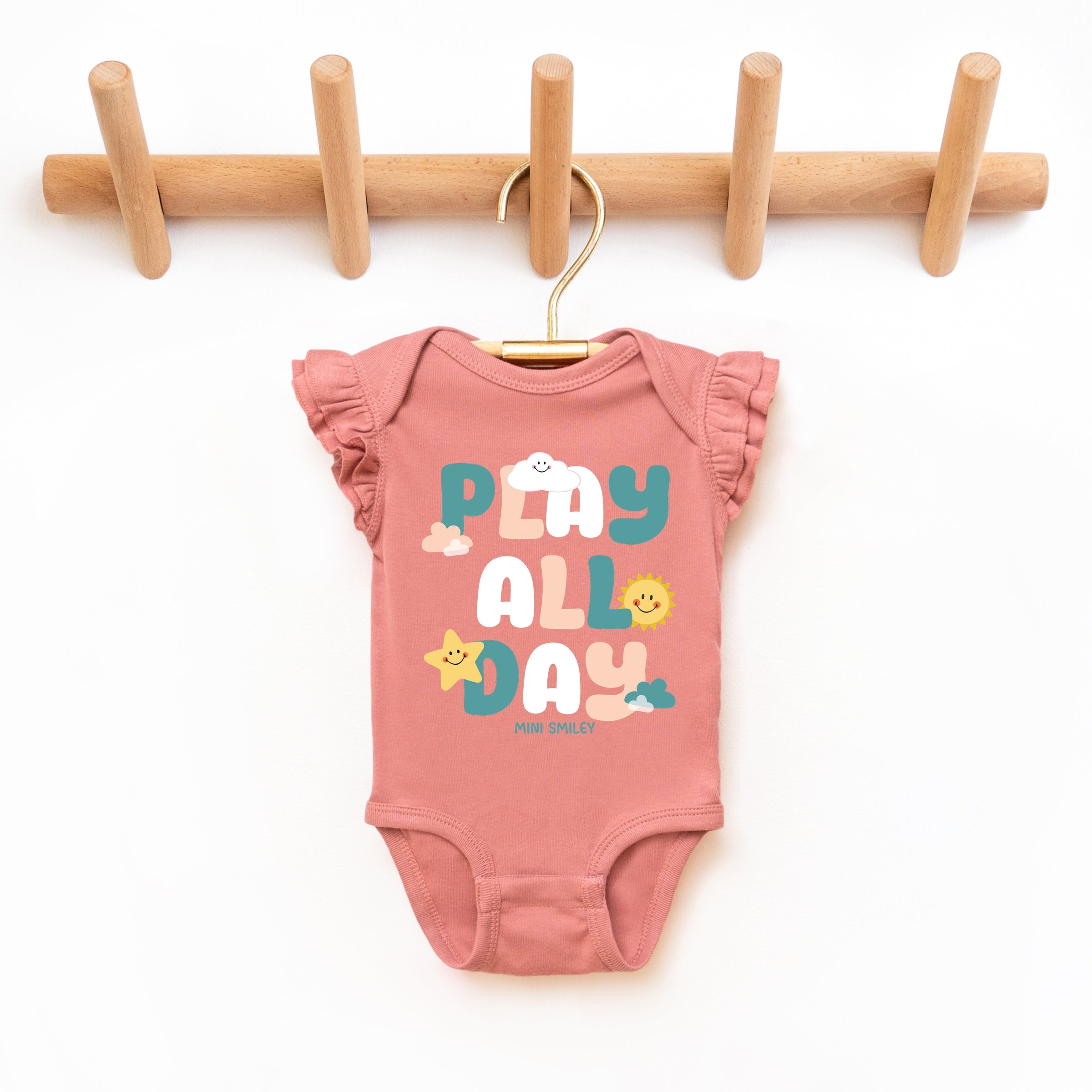 Mini Smiley Play All Day - Baby Flutter Sleeve Bodysuit