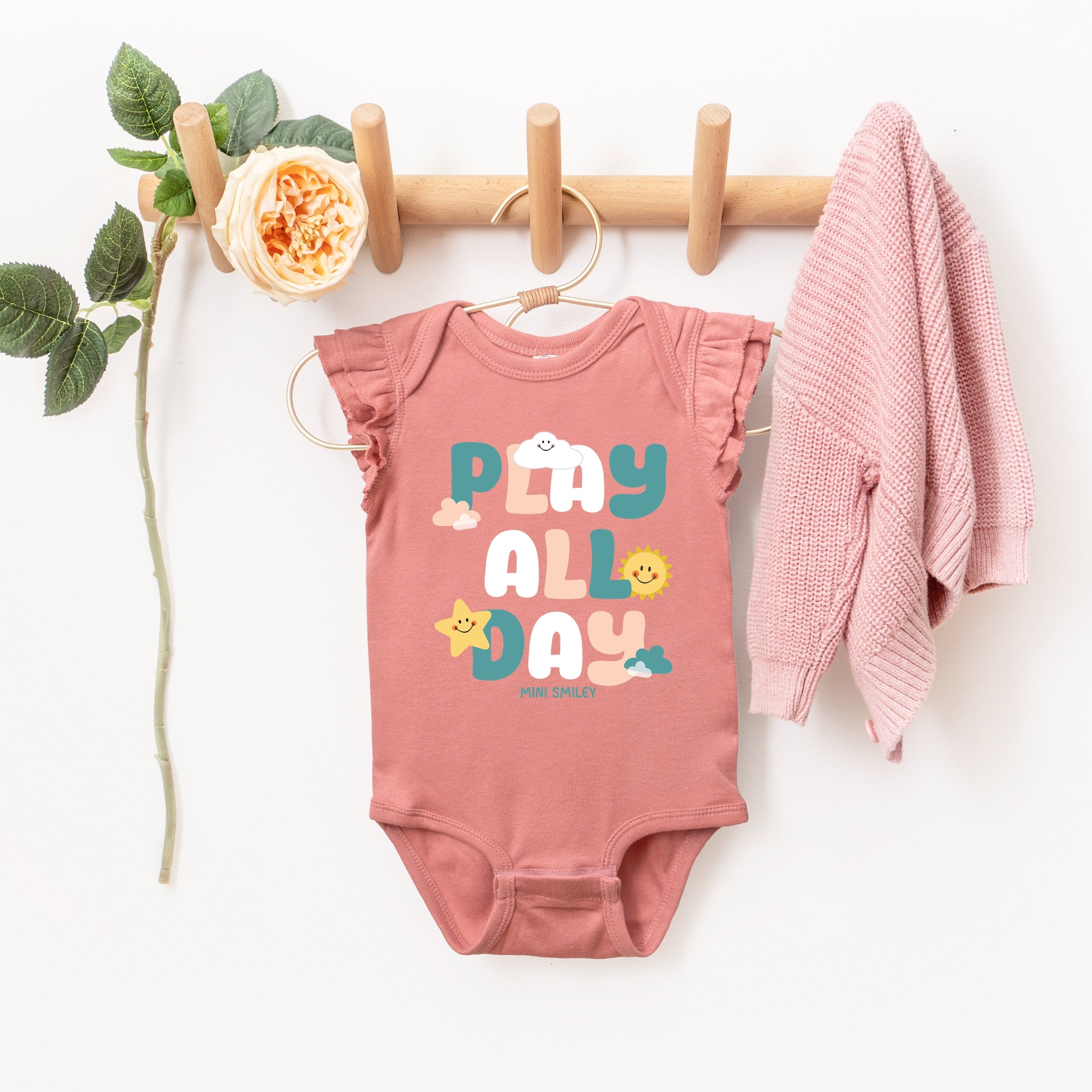 Mini Smiley Play All Day - Baby Flutter Sleeve Bodysuit