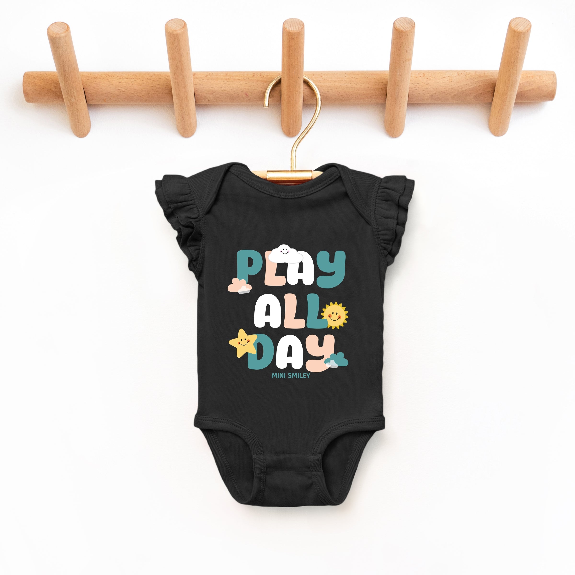 Mini Smiley Play All Day - Baby Flutter Sleeve Bodysuit
