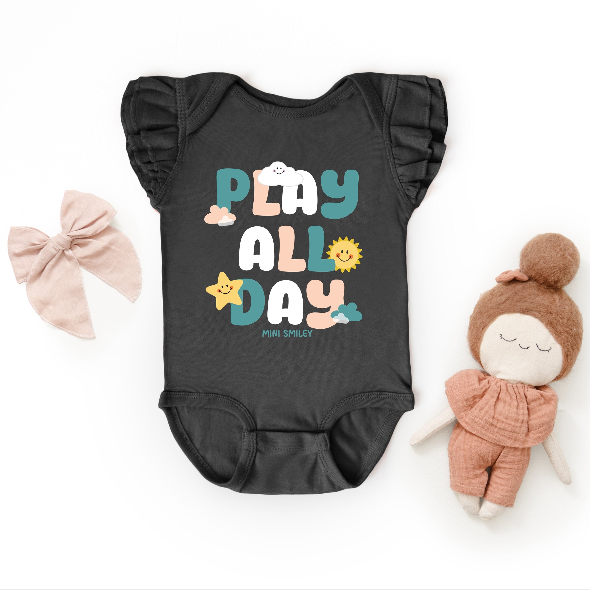 Mini Smiley Play All Day - Baby Flutter Sleeve Bodysuit