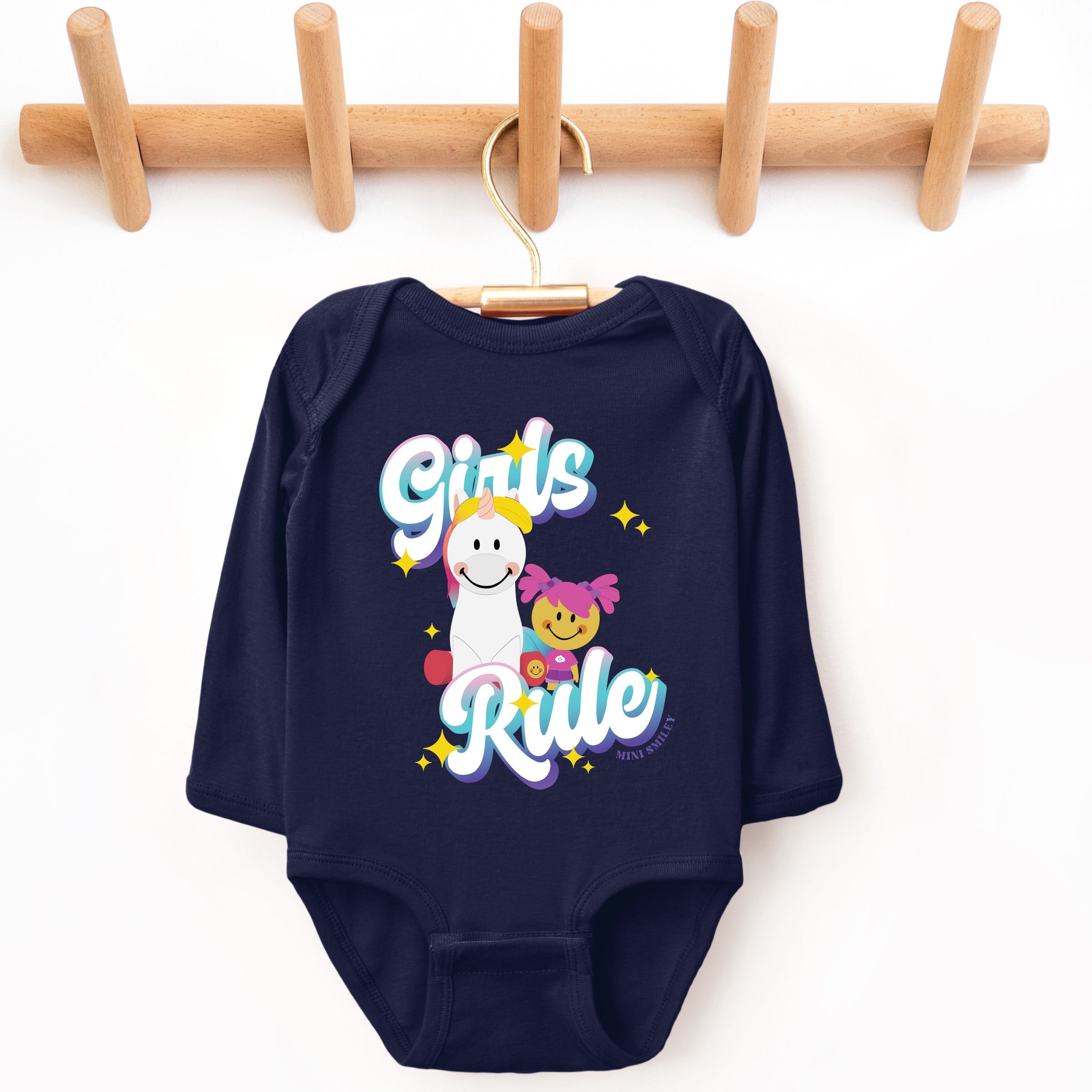 Mini Smiley Girls Rule - Baby Long Sleeve Bodysuit
