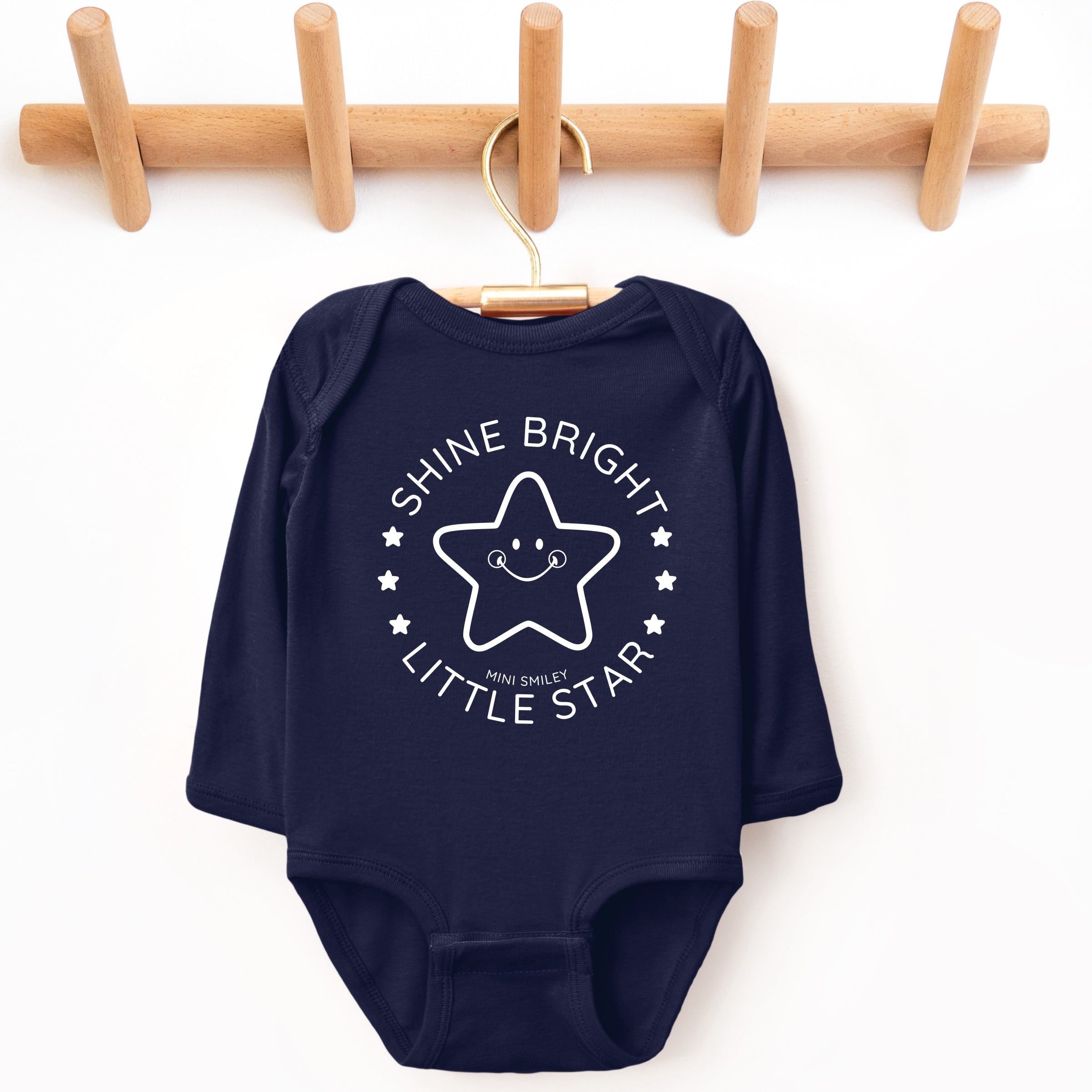 Mini Smiley Shine Bright Little Star - Baby Long Sleeve Bodysuit