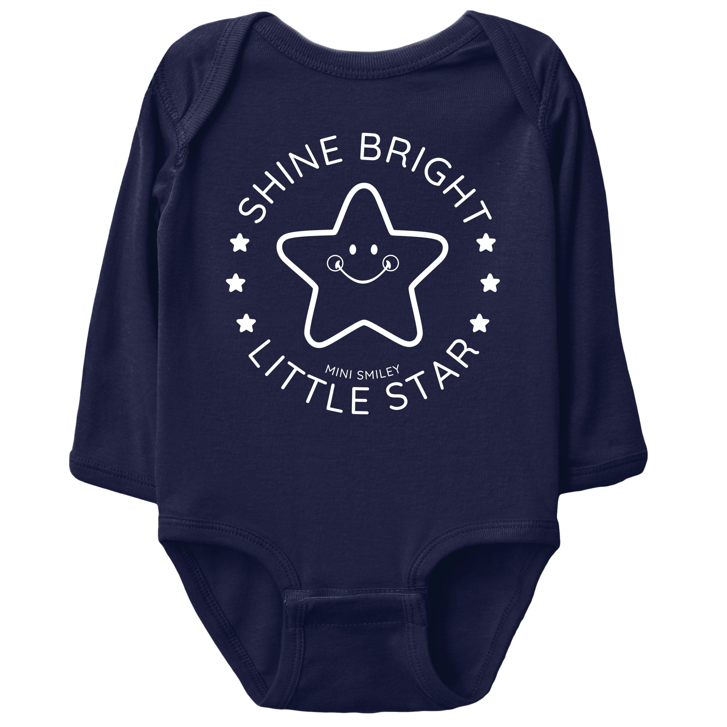 Mini Smiley Shine Bright Little Star - Baby Long Sleeve Bodysuit