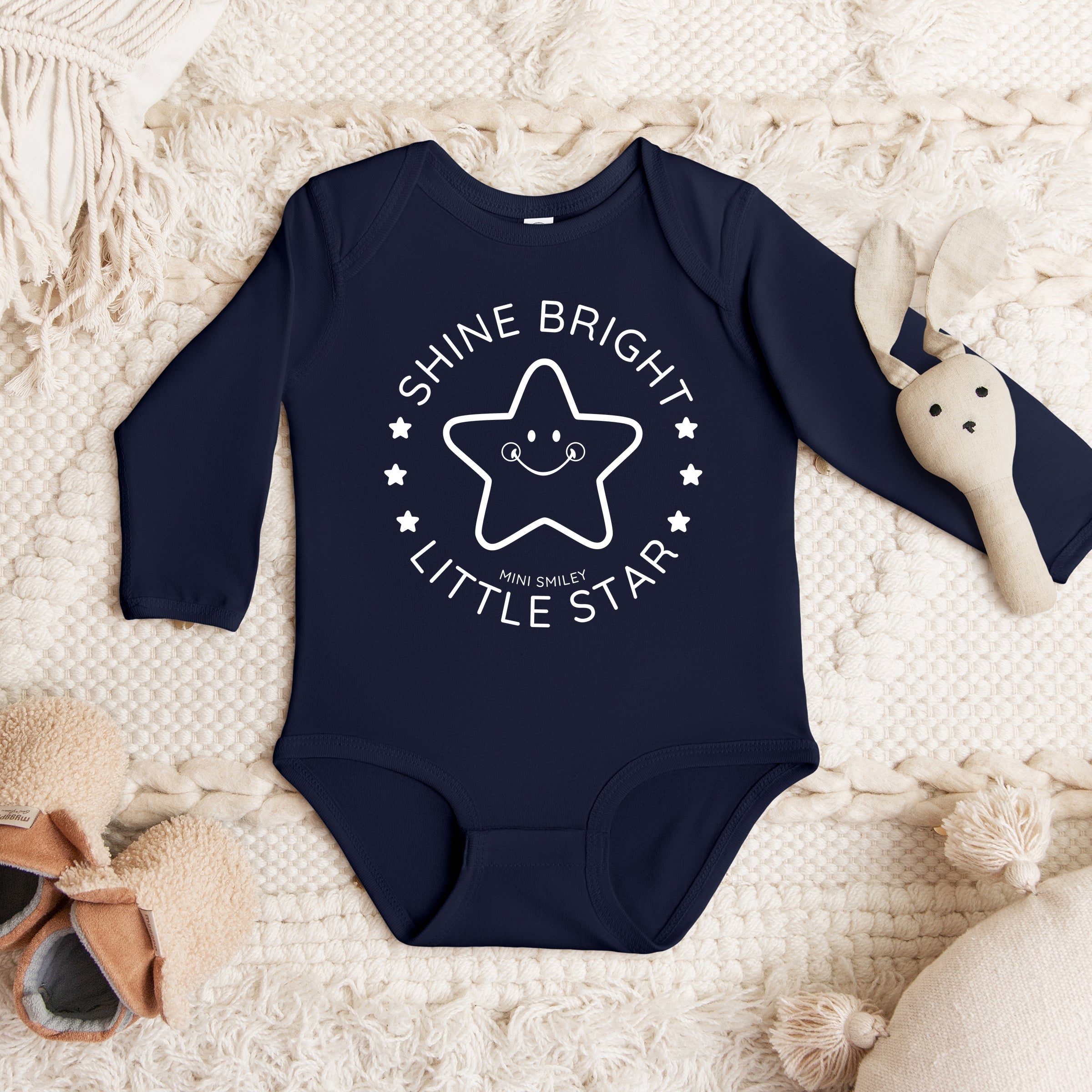 Mini Smiley Shine Bright Little Star - Baby Long Sleeve Bodysuit