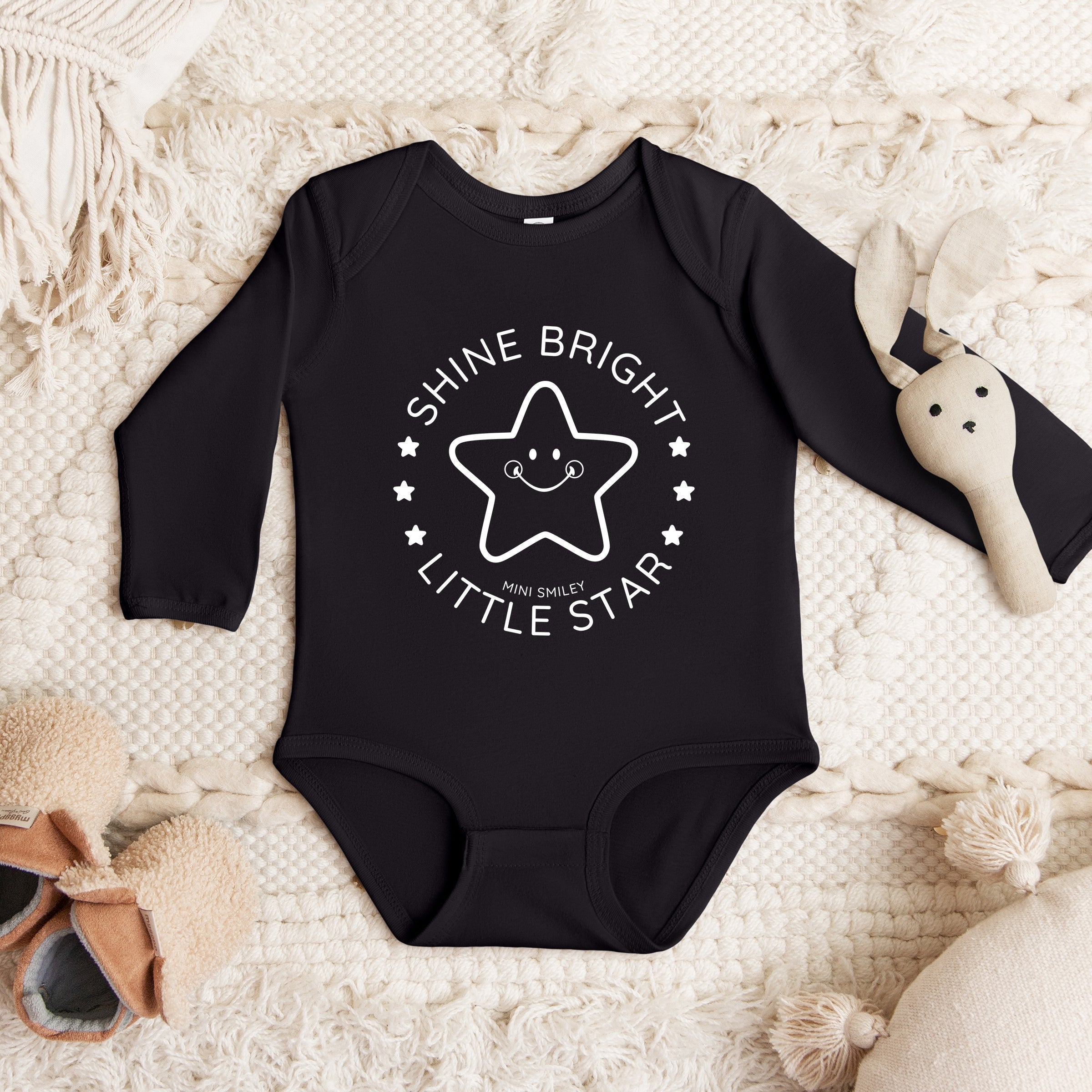 Mini Smiley Shine Bright Little Star - Baby Long Sleeve Bodysuit