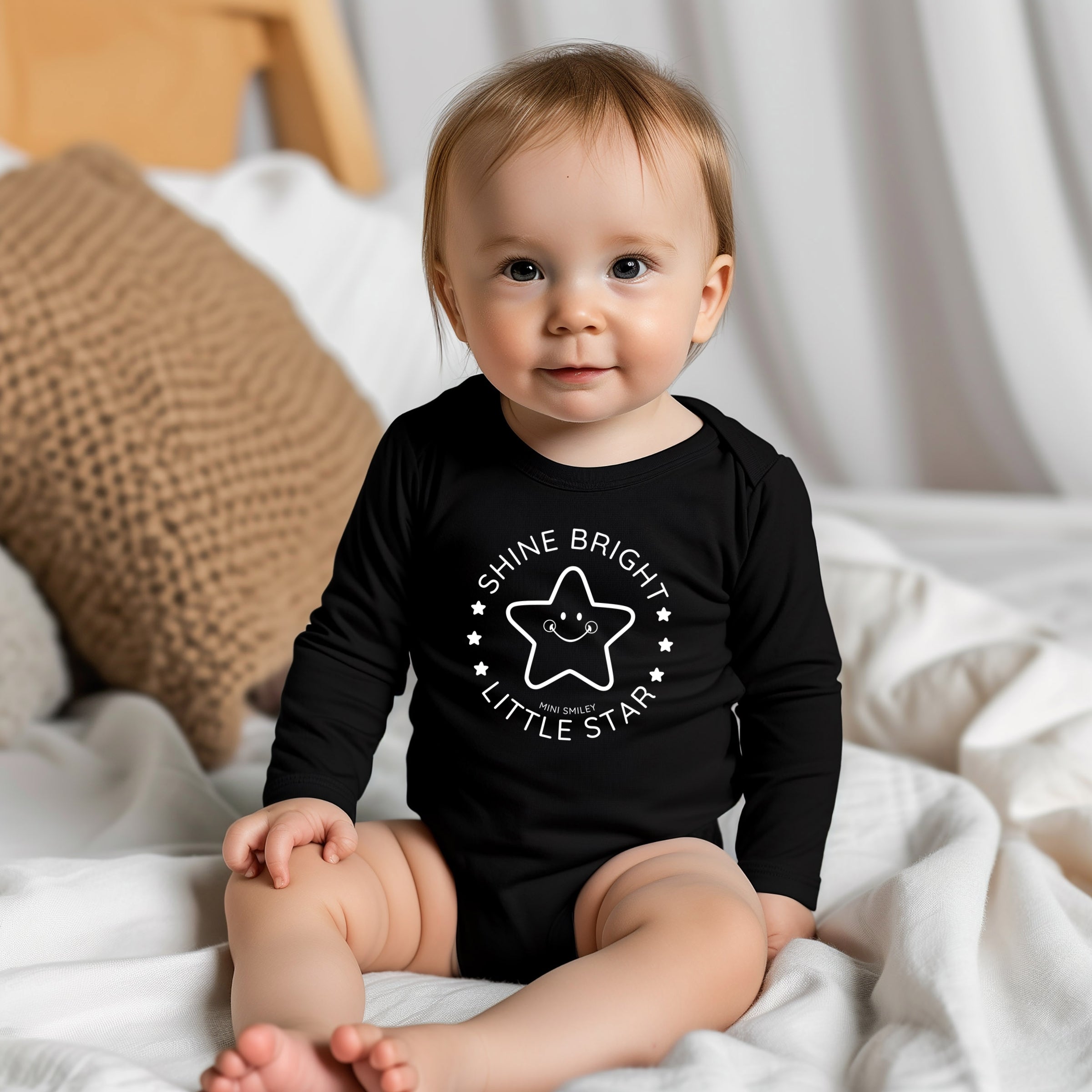 Mini Smiley Shine Bright Little Star - Baby Long Sleeve Bodysuit