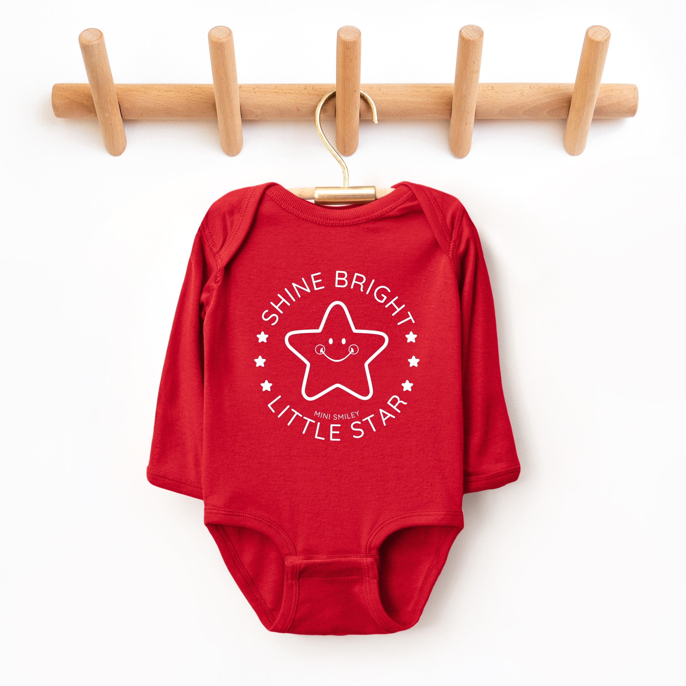 Mini Smiley Shine Bright Little Star - Baby Long Sleeve Bodysuit