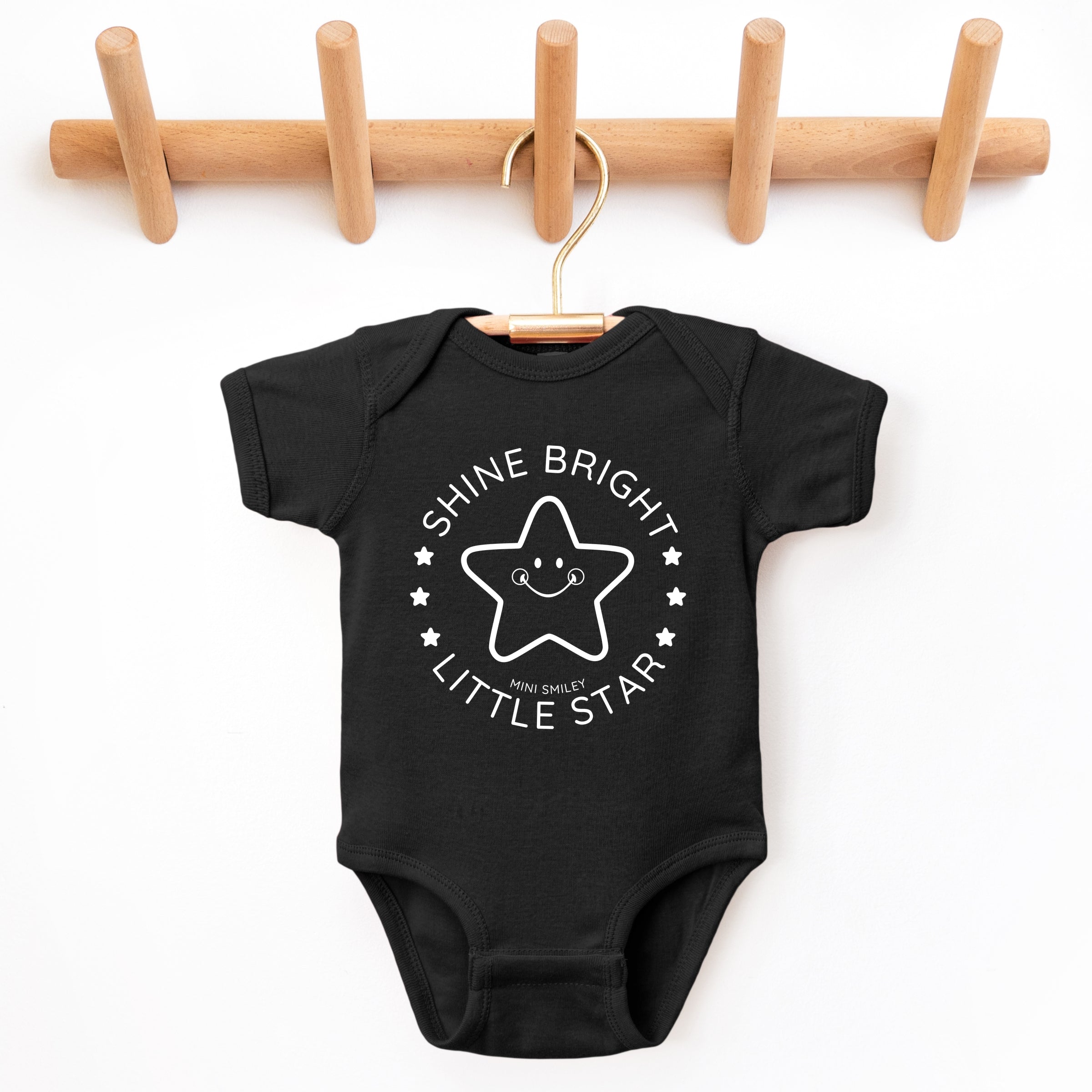 Mini Smiley Shine Bright Little Star - Baby Short Sleeve Graphic Bodysuit
