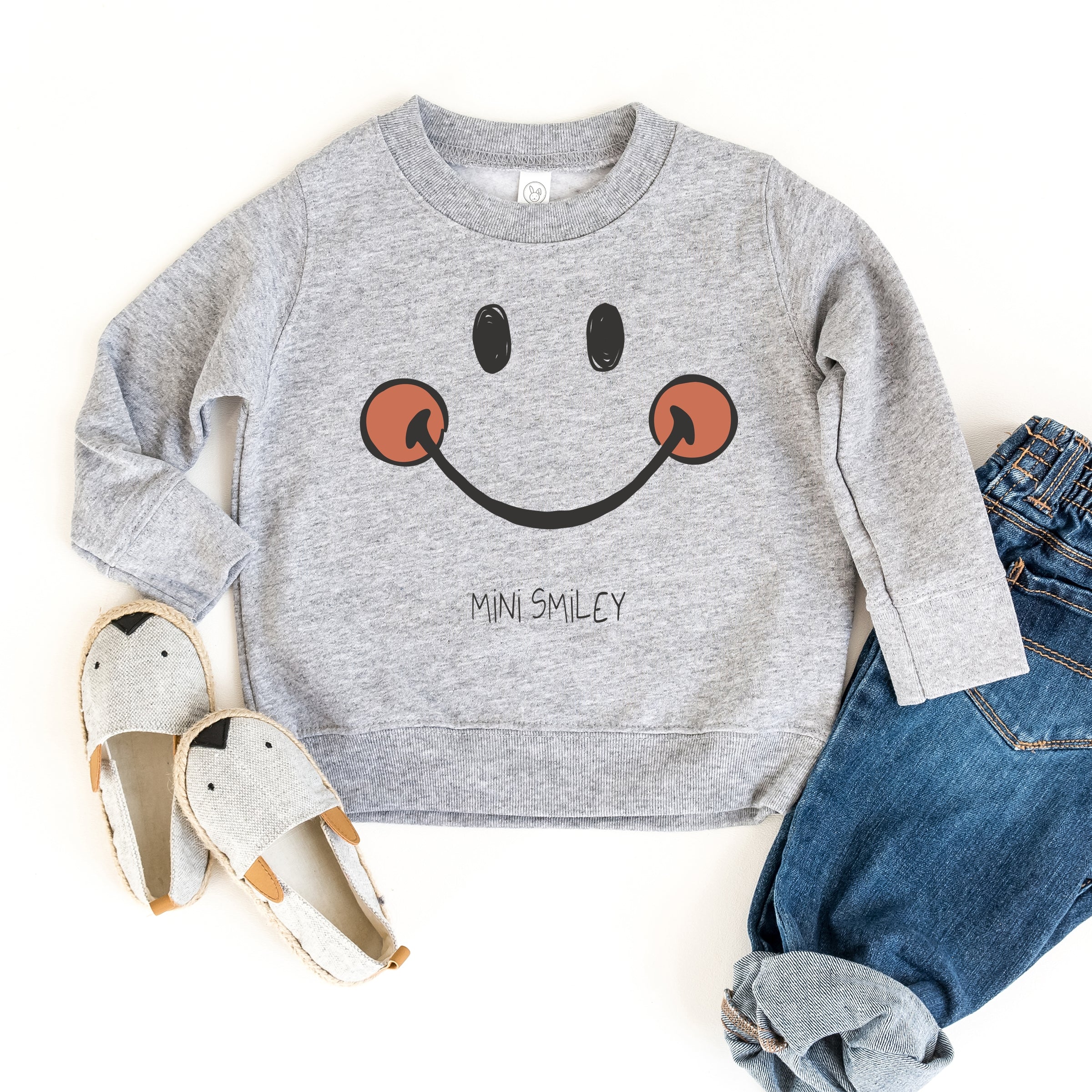 Mini Smiley Smile Outline - Toddler Graphic Sweatshirt