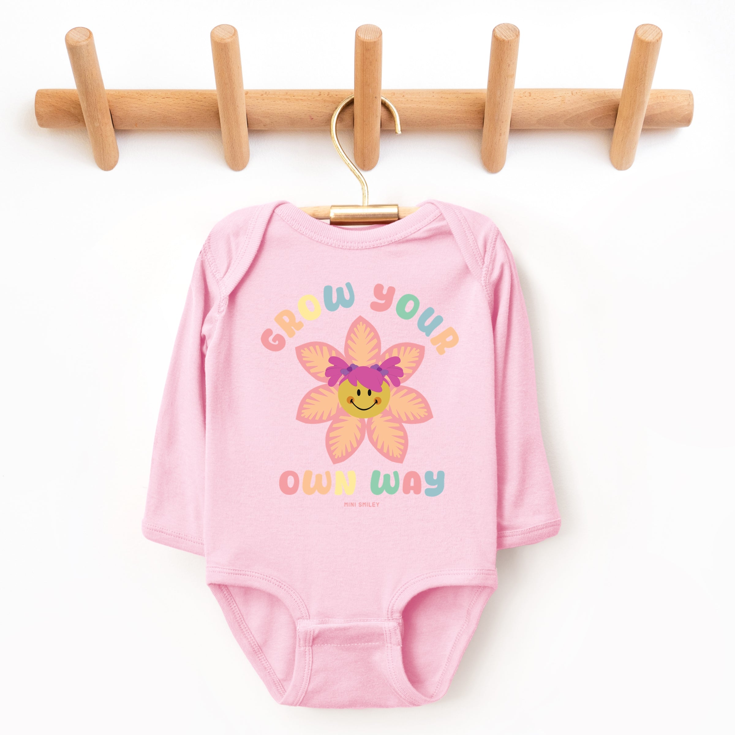 Mini Smiley Grow Your Own Way - Baby Long Sleeve Bodysuit