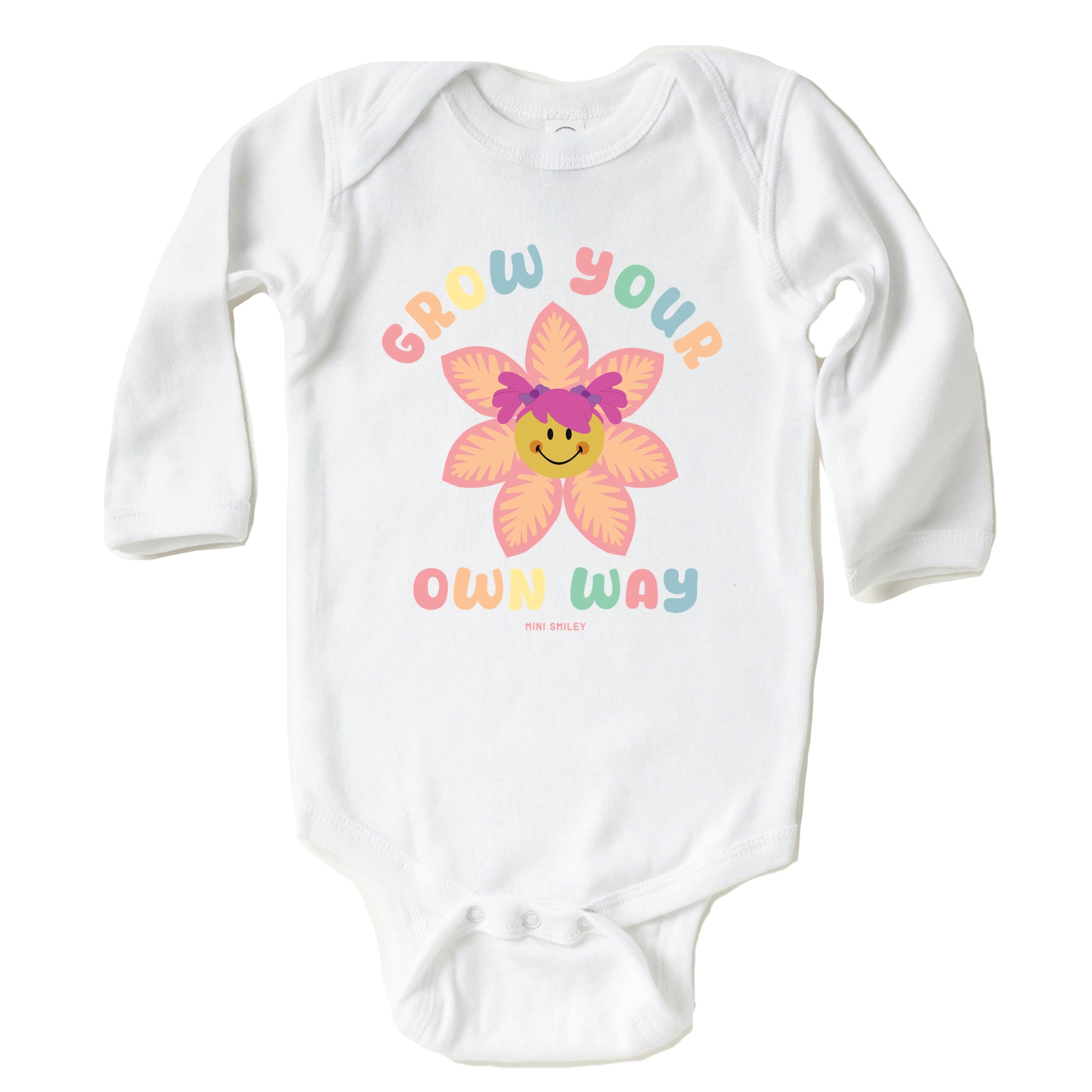 Mini Smiley Grow Your Own Way - Baby Long Sleeve Bodysuit
