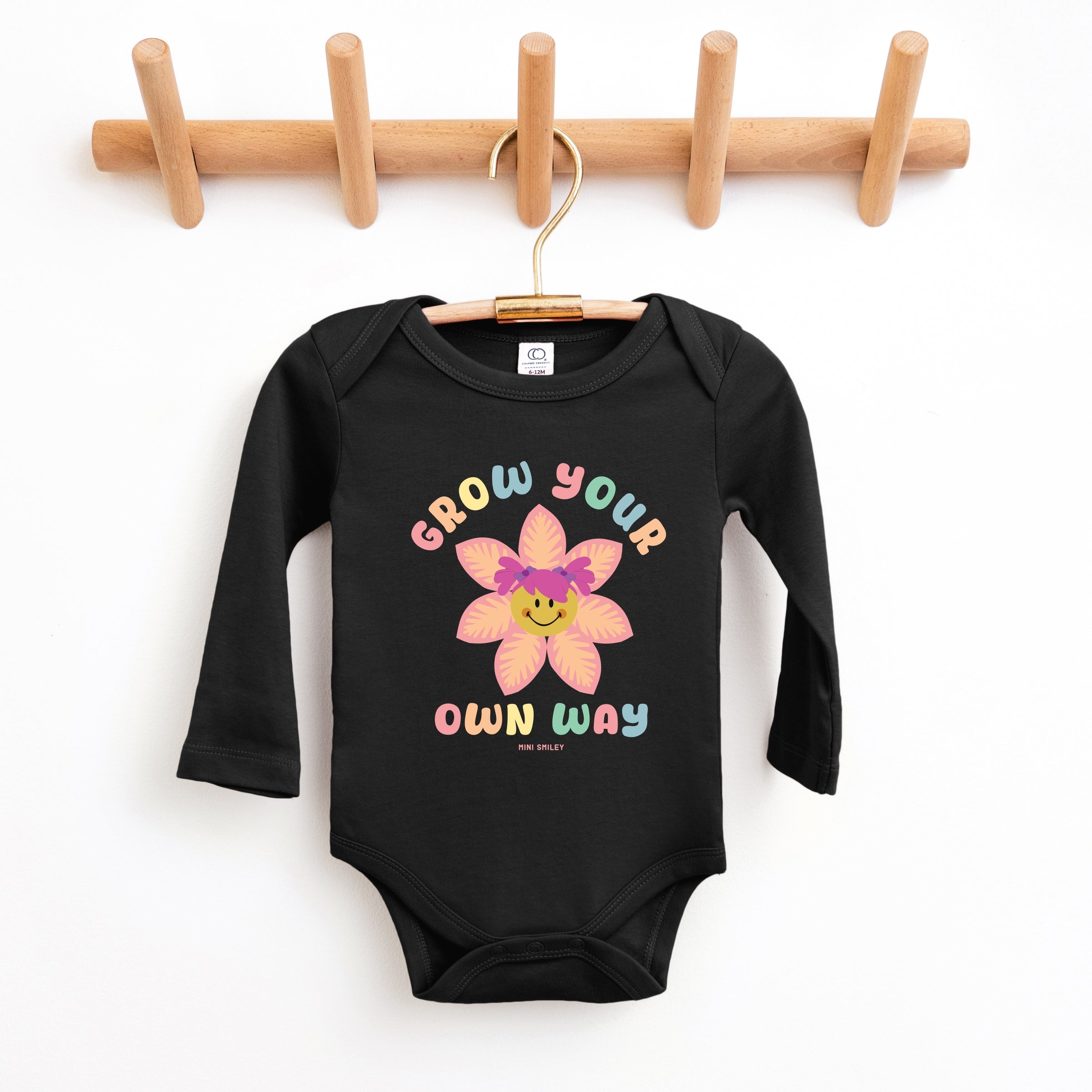 Mini Smiley Grow Your Own Way - Baby Long Sleeve Bodysuit