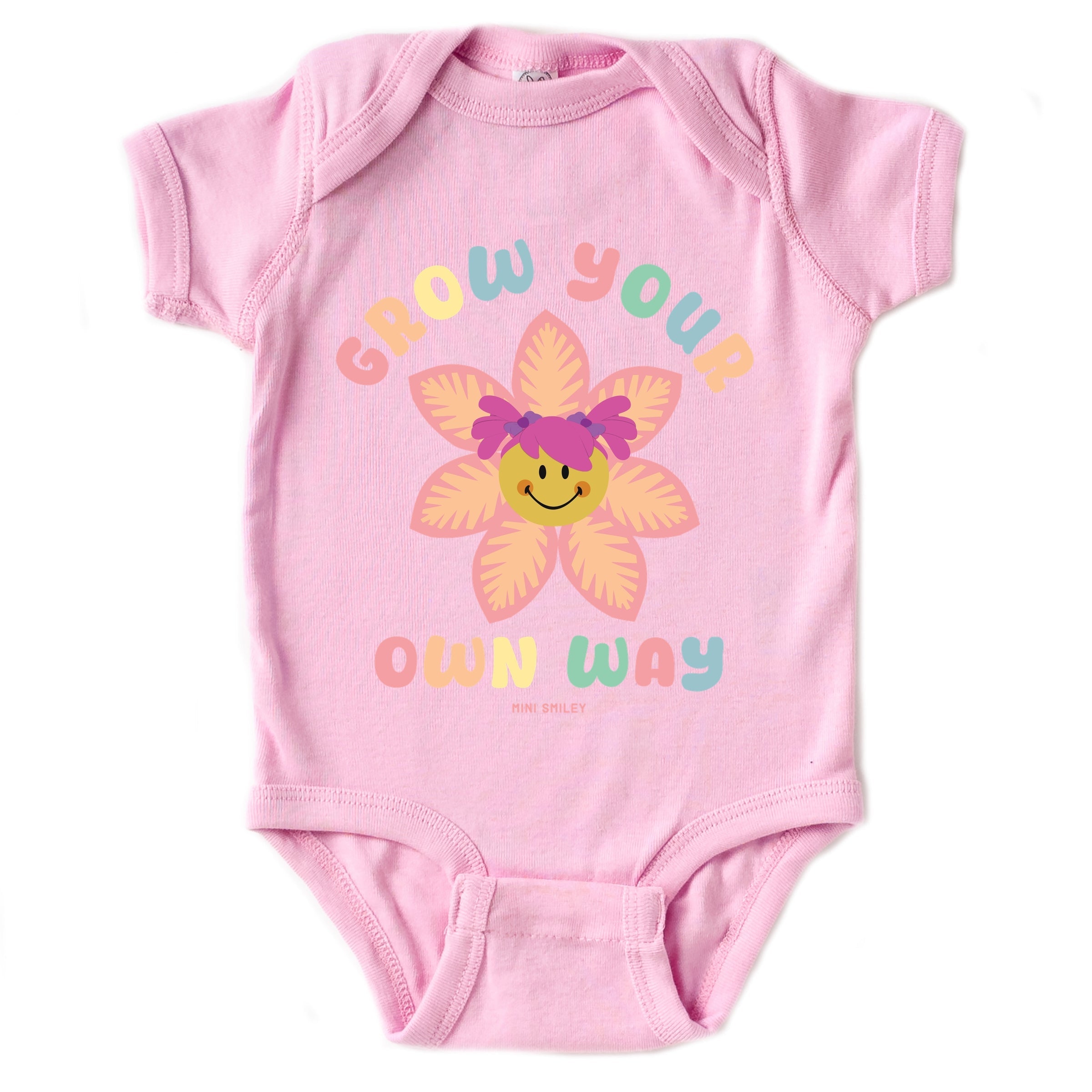Mini Smiley Grow Your Own Way - Baby Short Sleeve Graphic Bodysuit