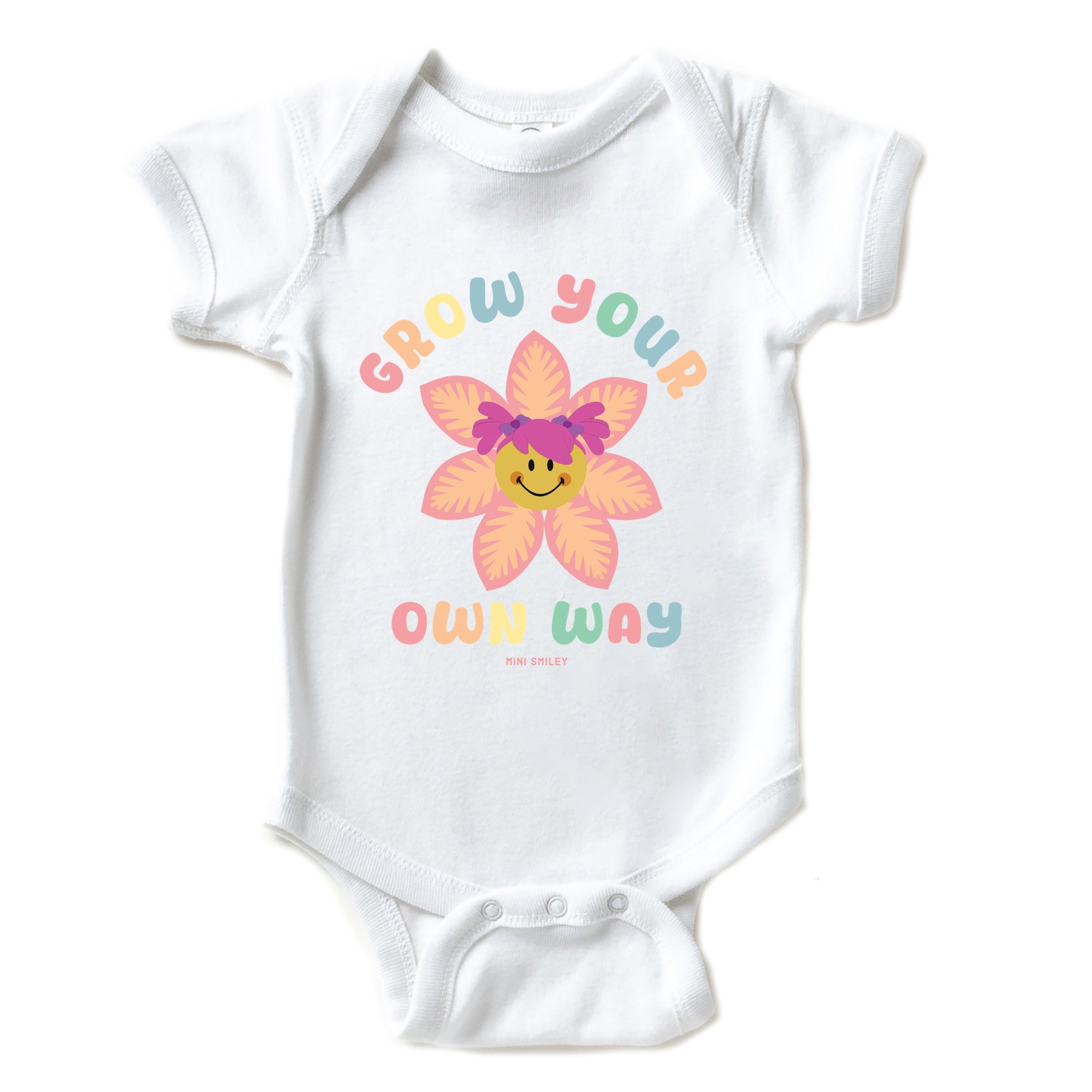 Mini Smiley Grow Your Own Way - Baby Short Sleeve Graphic Bodysuit