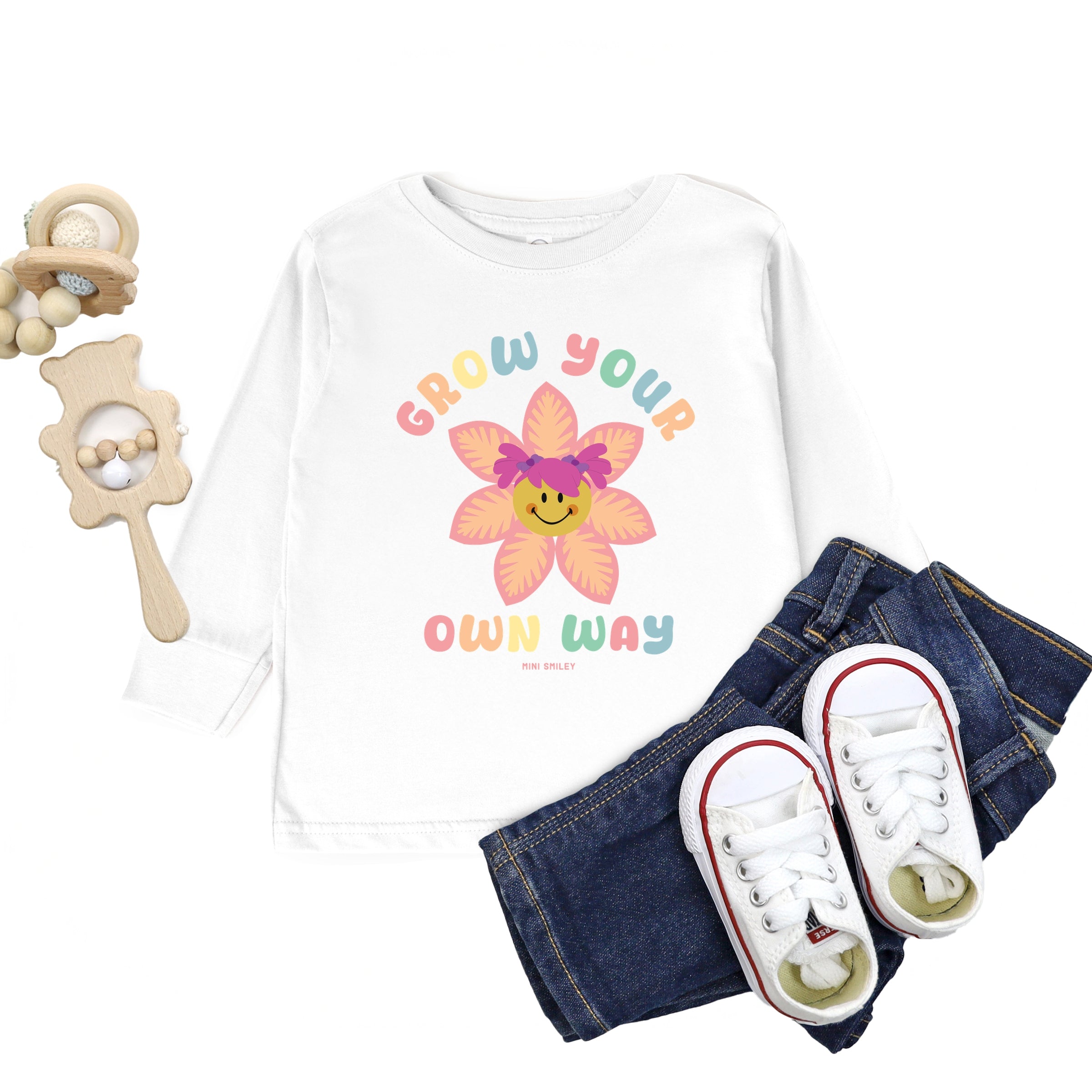 Mini Smiley Grow Your Own Way - Toddler Long Sleeve Graphic Tee