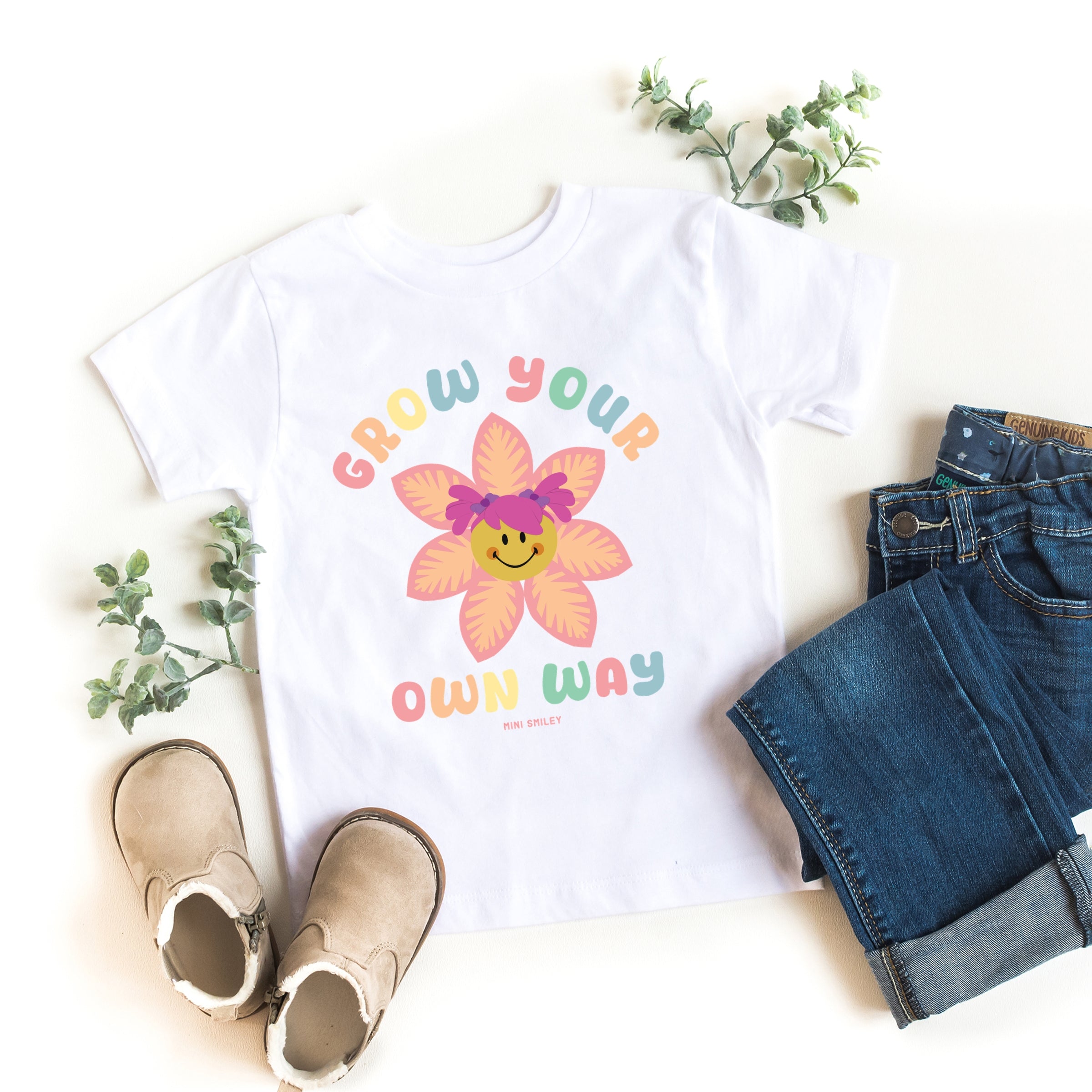 Mini Smiley Grow Your Own Way - Toddler Short Sleeve Graphic T-Shirt