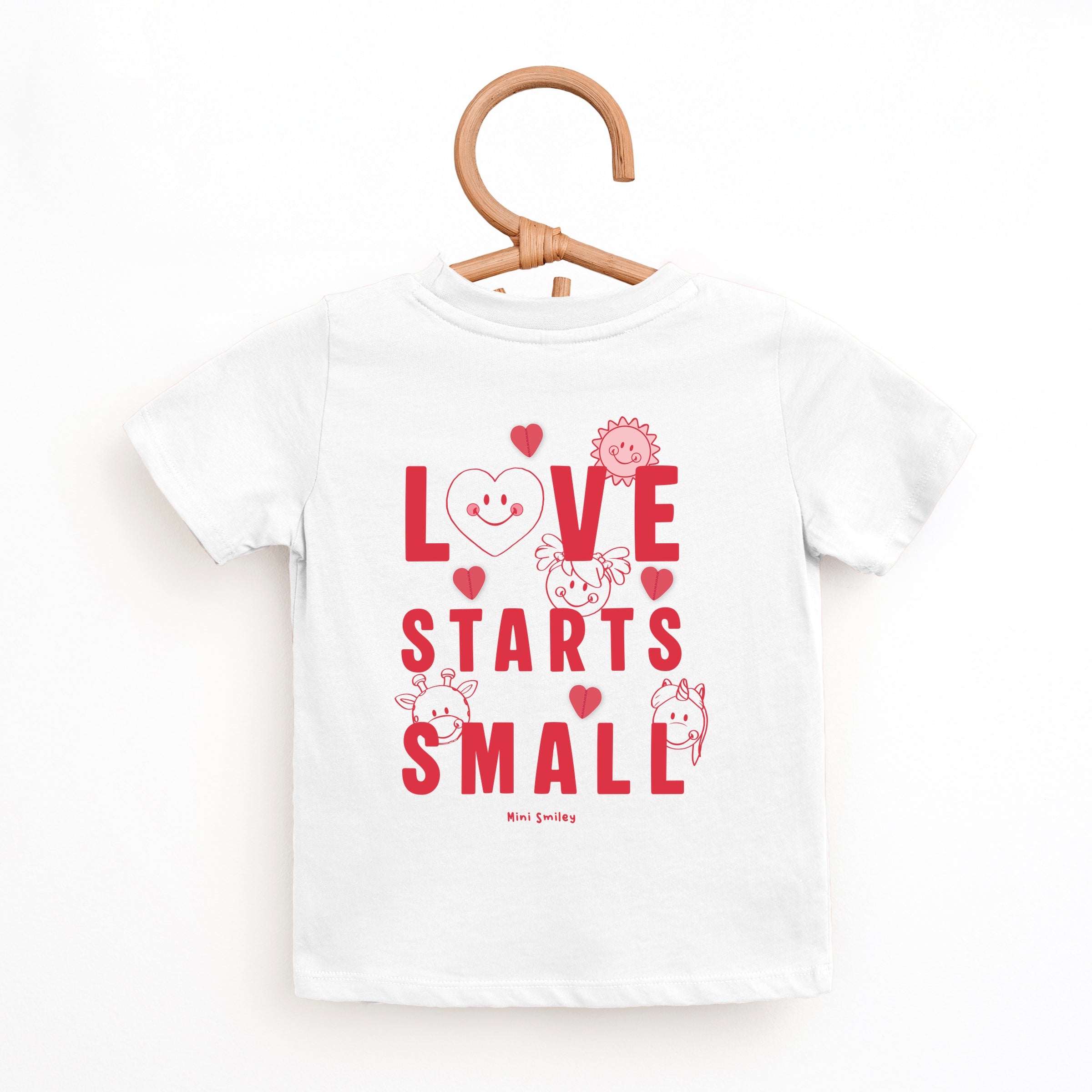 Mini Smiley Love Starts Small - Toddler Short Sleeve Graphic T-Shirt