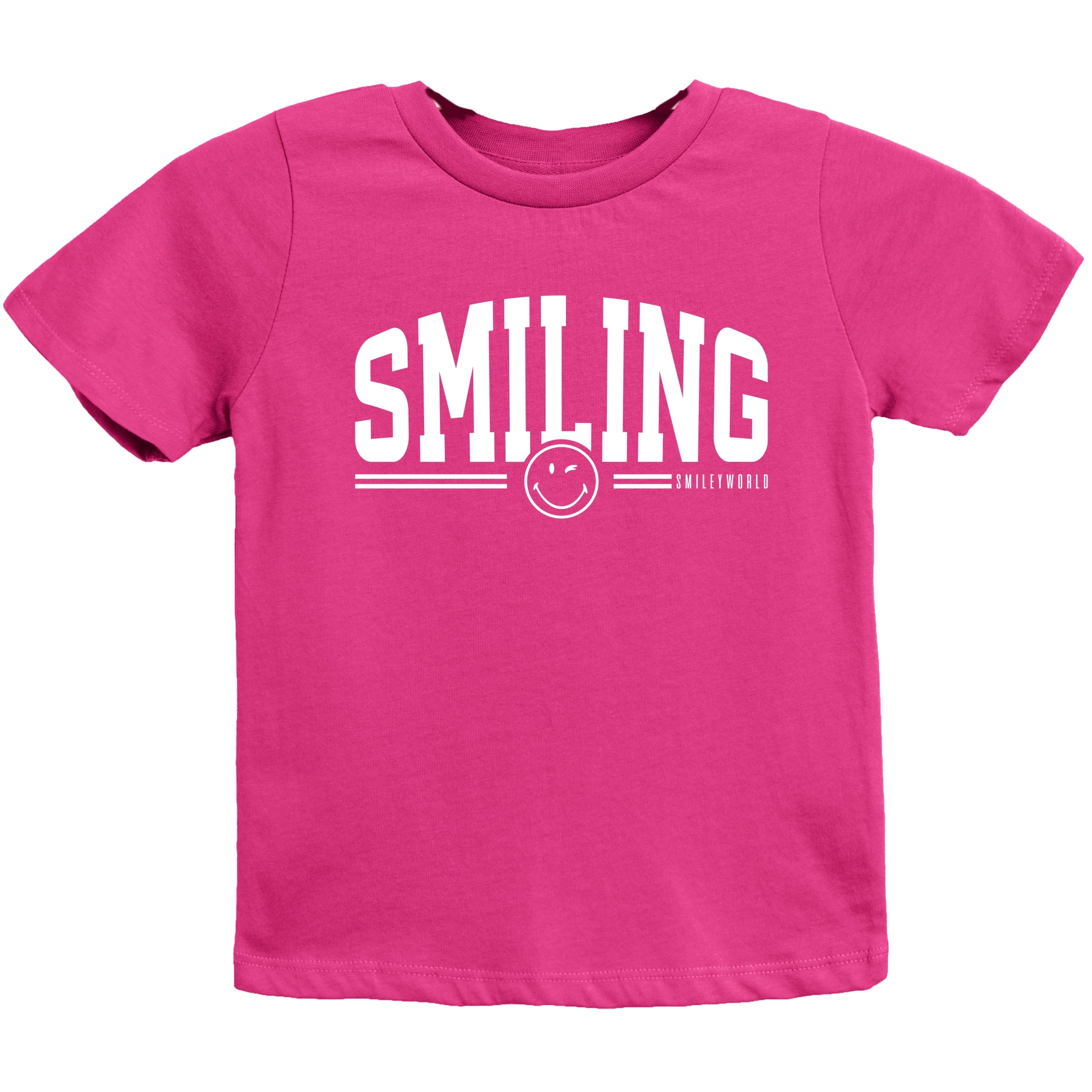 SmileyWorld Arched Varsity - Youth Short Sleeve Graphic T-Shirt