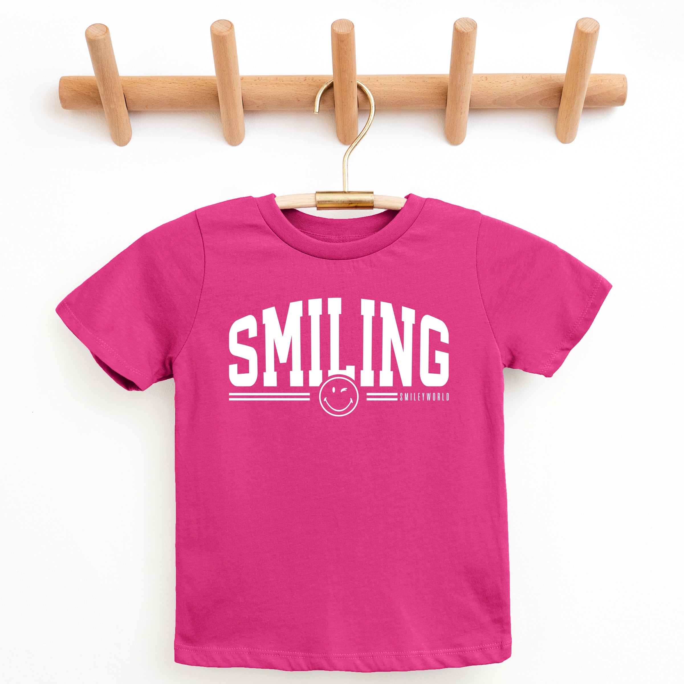SmileyWorld Arched Varsity - Youth Short Sleeve Graphic T-Shirt