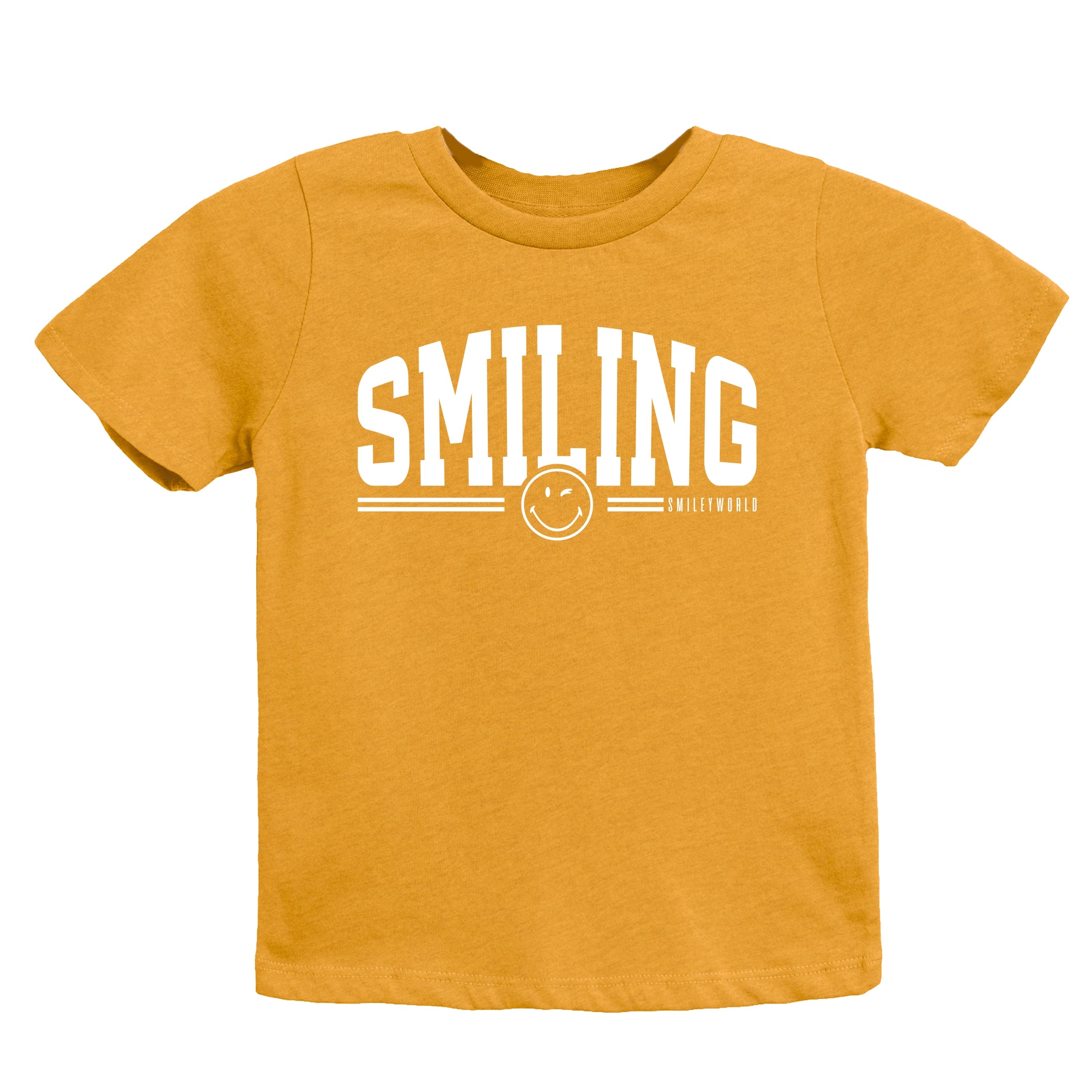SmileyWorld Arched Varsity - Youth Short Sleeve Graphic T-Shirt