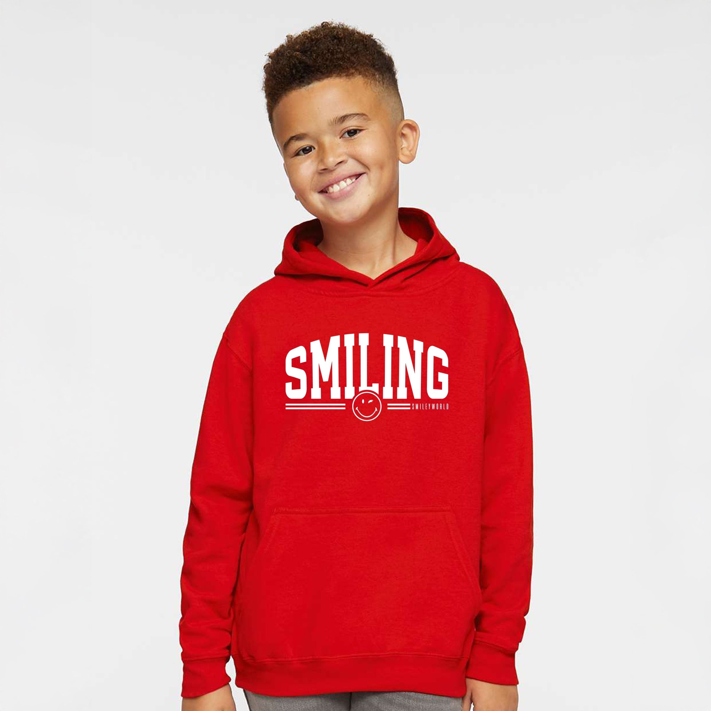 SmileyWorld Arched Varsity - Youth Graphic Hoodie