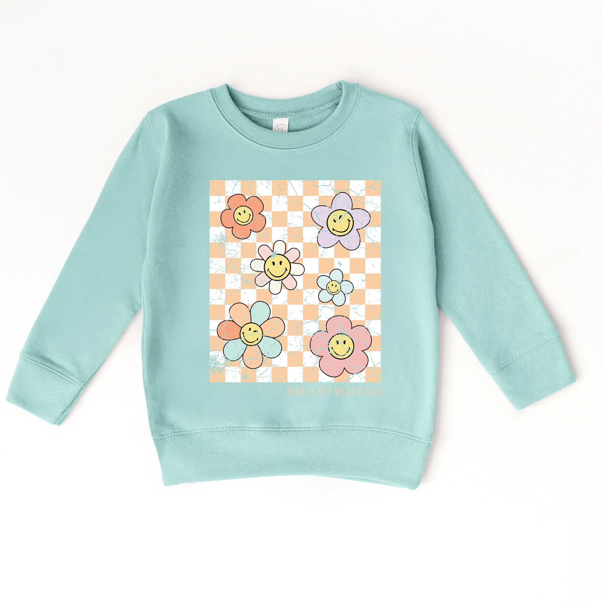 SmileyWorld Checkered Floral Distressed - Toddler Graphic Sweatshirt