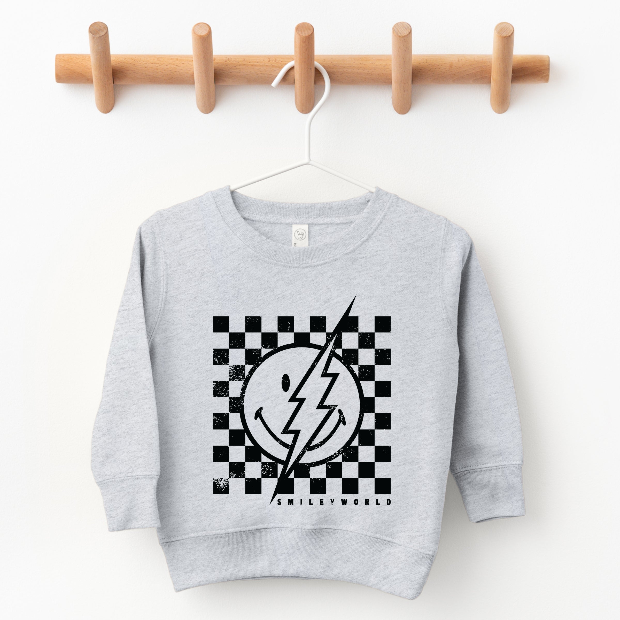 SmileyWorld Checkered Lightning Distressed - Toddler Graphic Sweatshirt