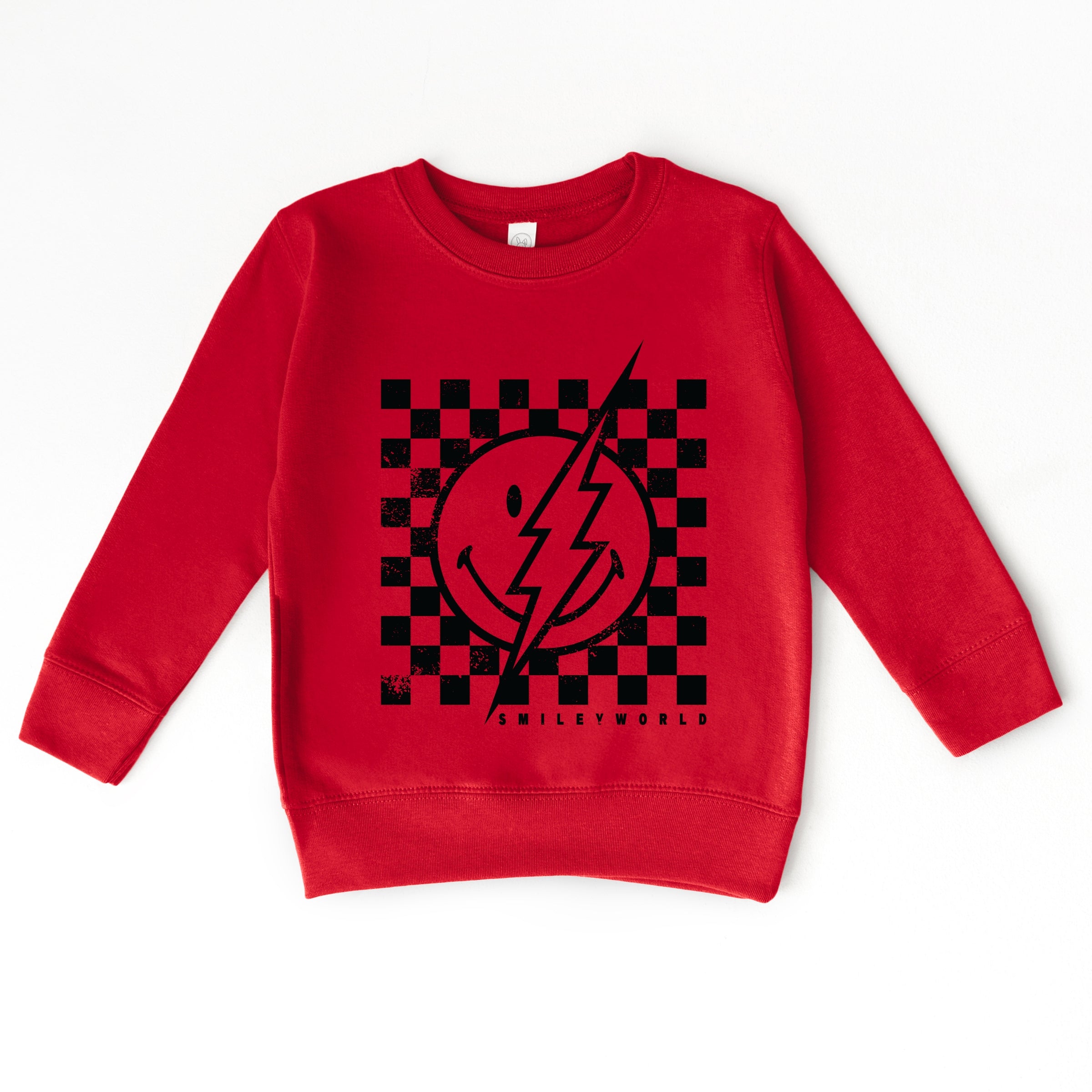 SmileyWorld Checkered Lightning Distressed - Toddler Graphic Sweatshirt