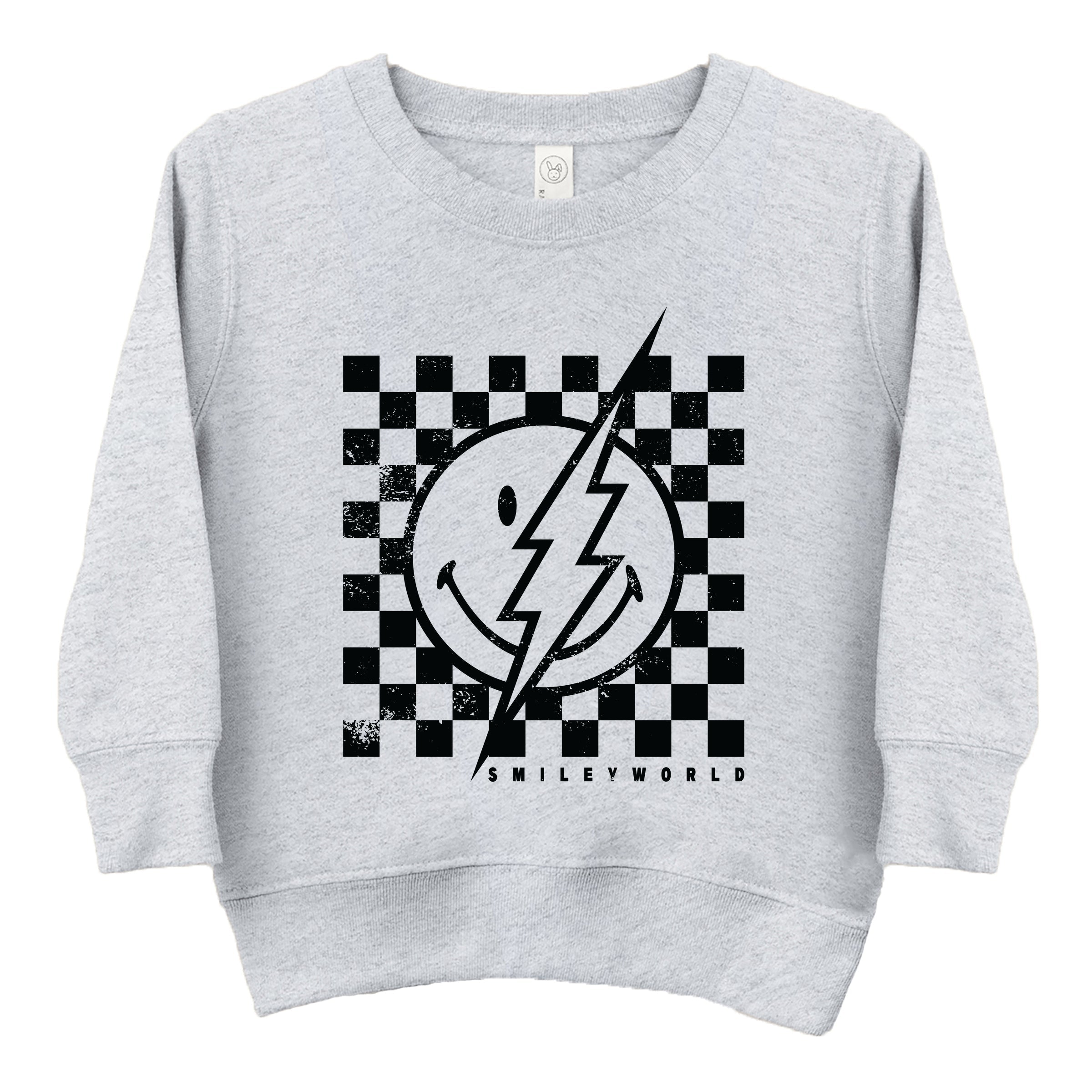 SmileyWorld Checkered Lightning Distressed - Toddler Graphic Sweatshirt