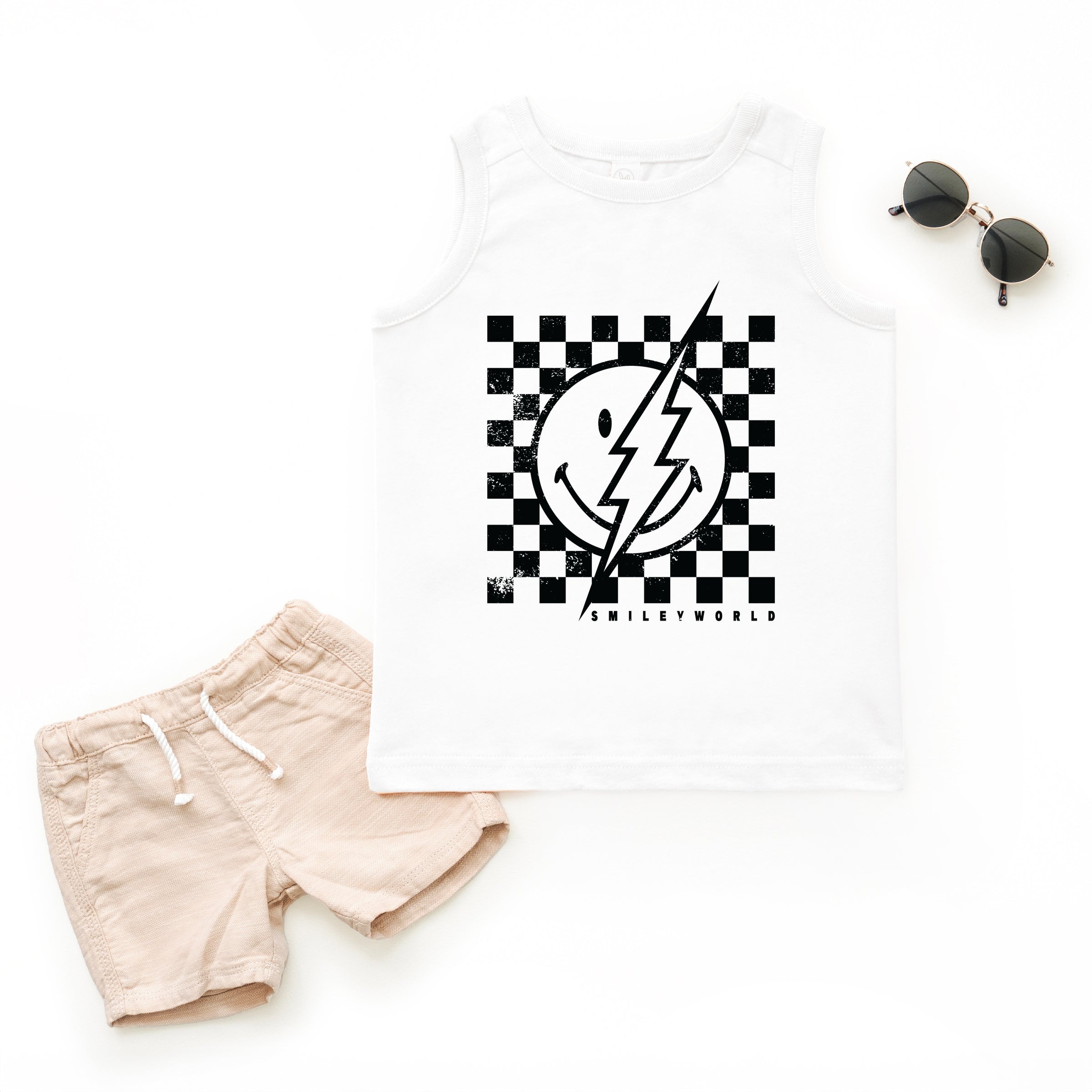 SmileyWorld Checkered Lightning Distressed - Toddler Graphic Tank