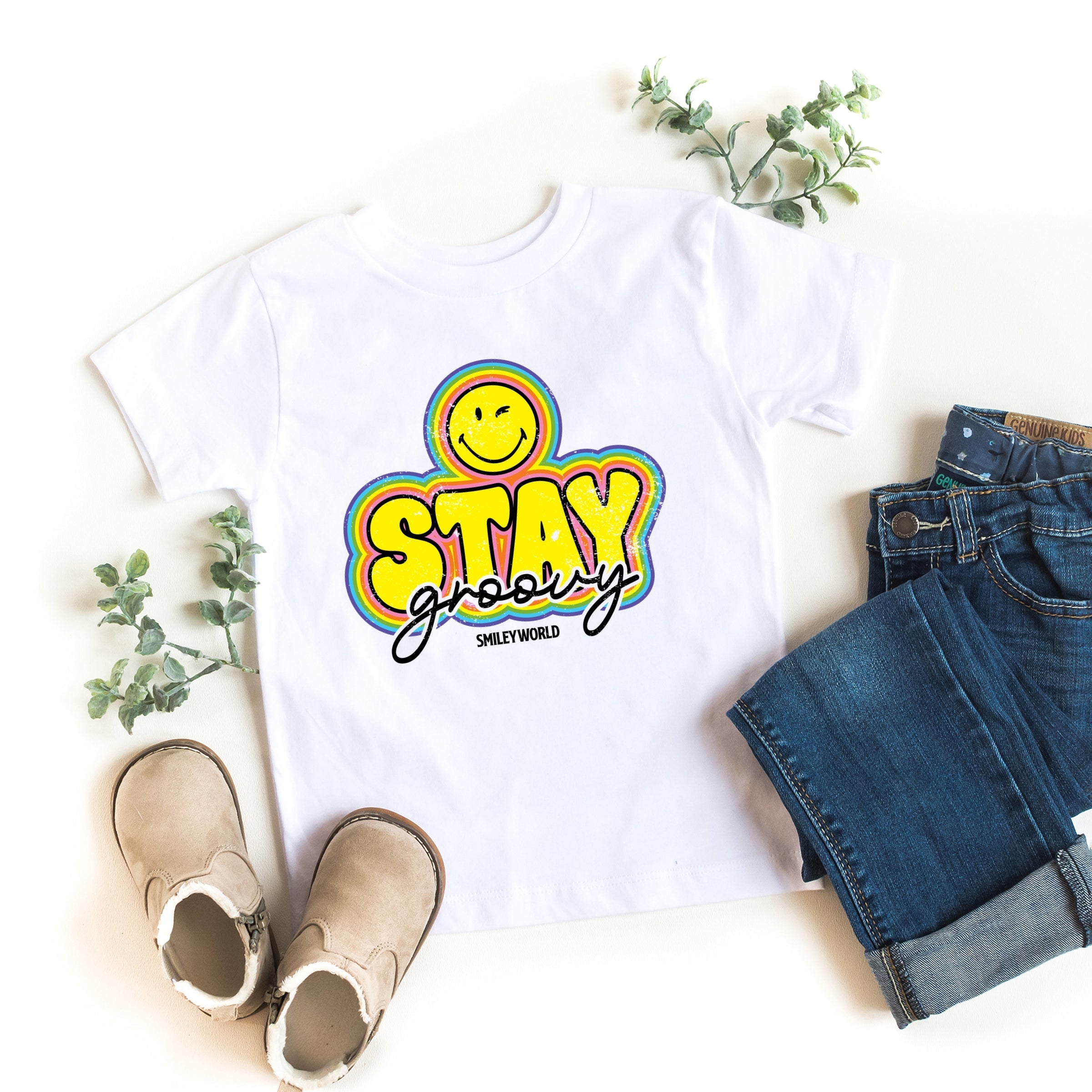 SmileyWorld Stay Groovy - Toddler Short Sleeve Graphic T-Shirt
